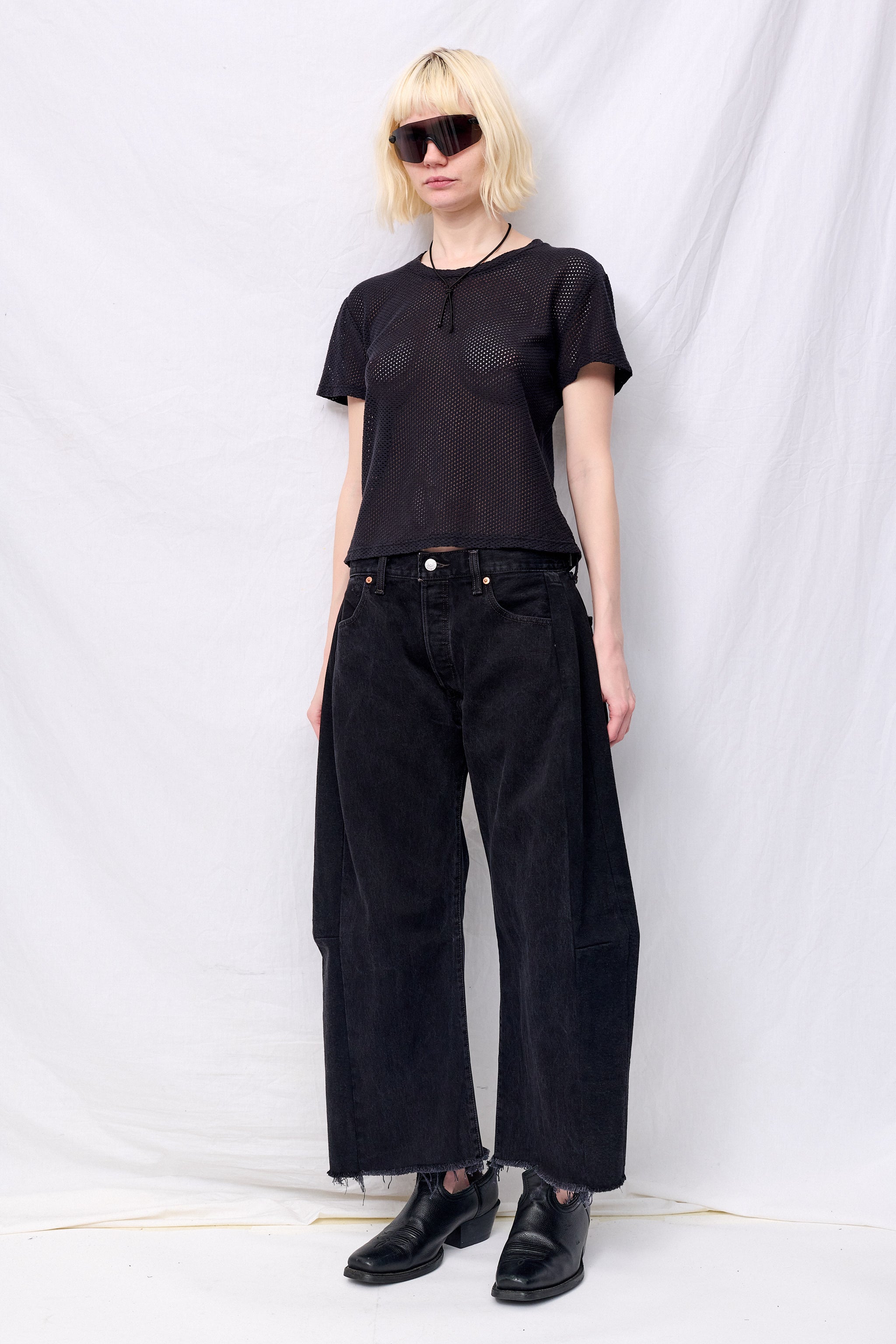 Black Carmen Mesh Cropped Tee