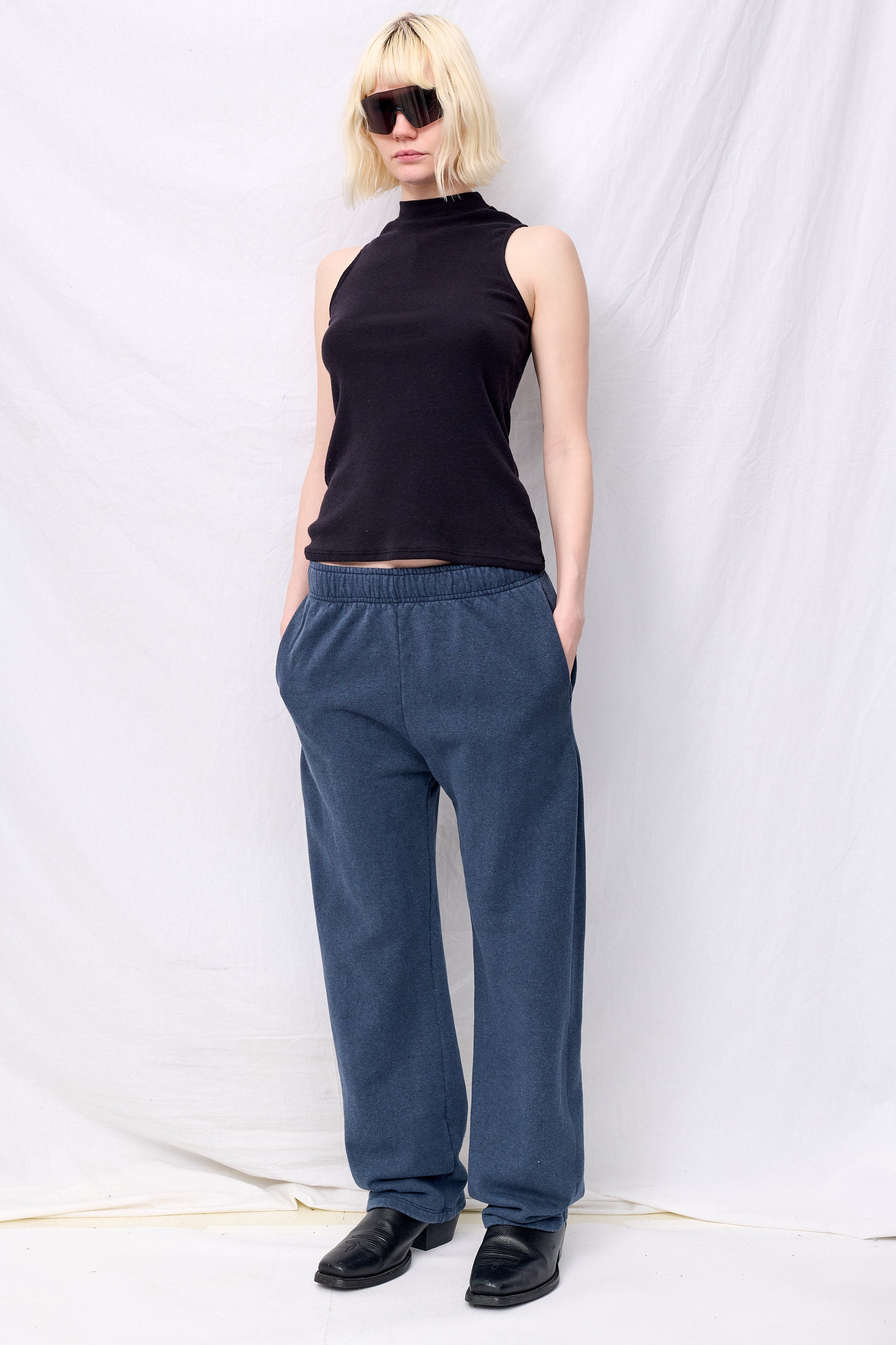 Black Mariposa Sleeveless Mock Tee