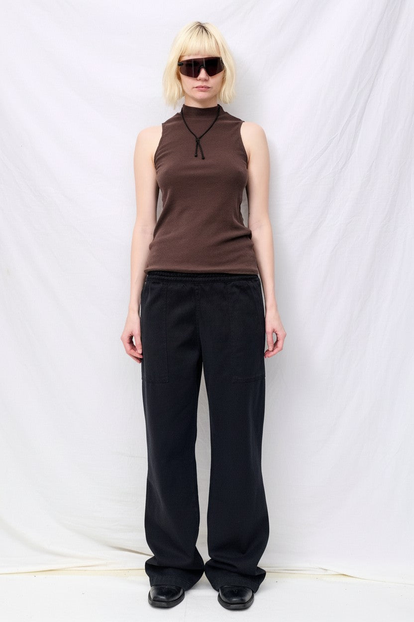 Coffee Bean Mariposa Sleeveless Mock Tee