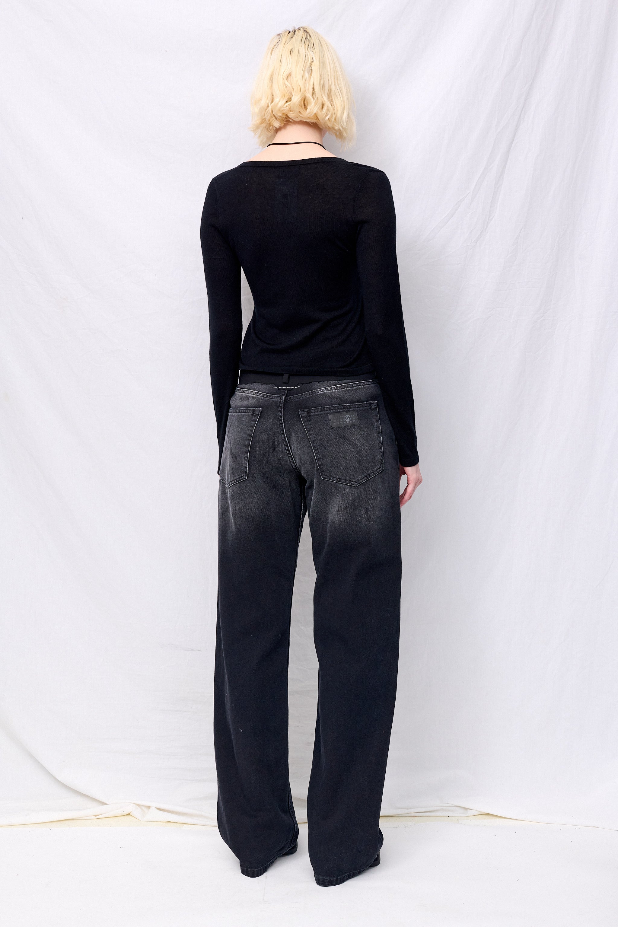 Black Silk Cashmere Hidden Buttoned Cardigan
