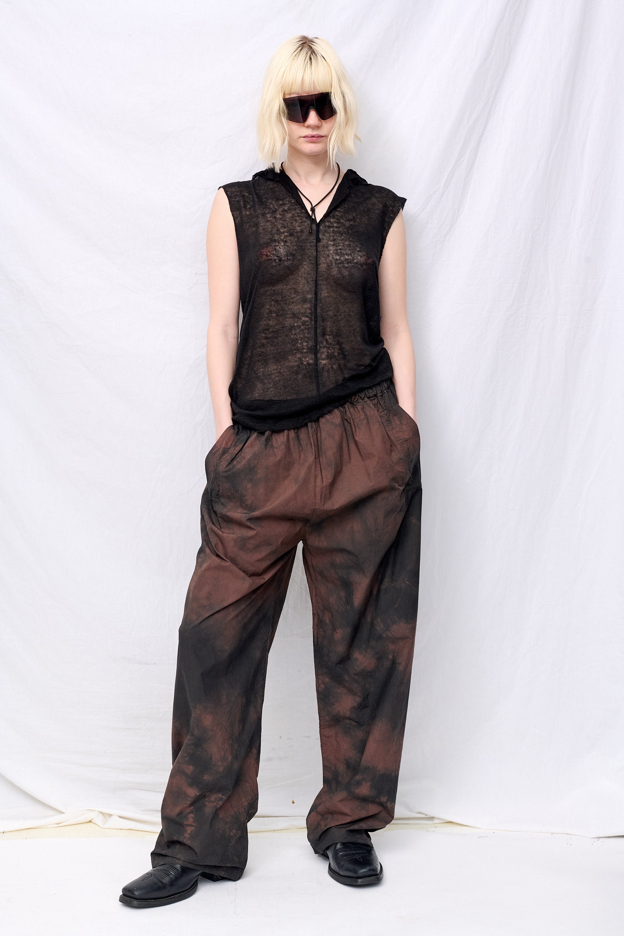 No. 333 Black Linen Jersey Hooded Top