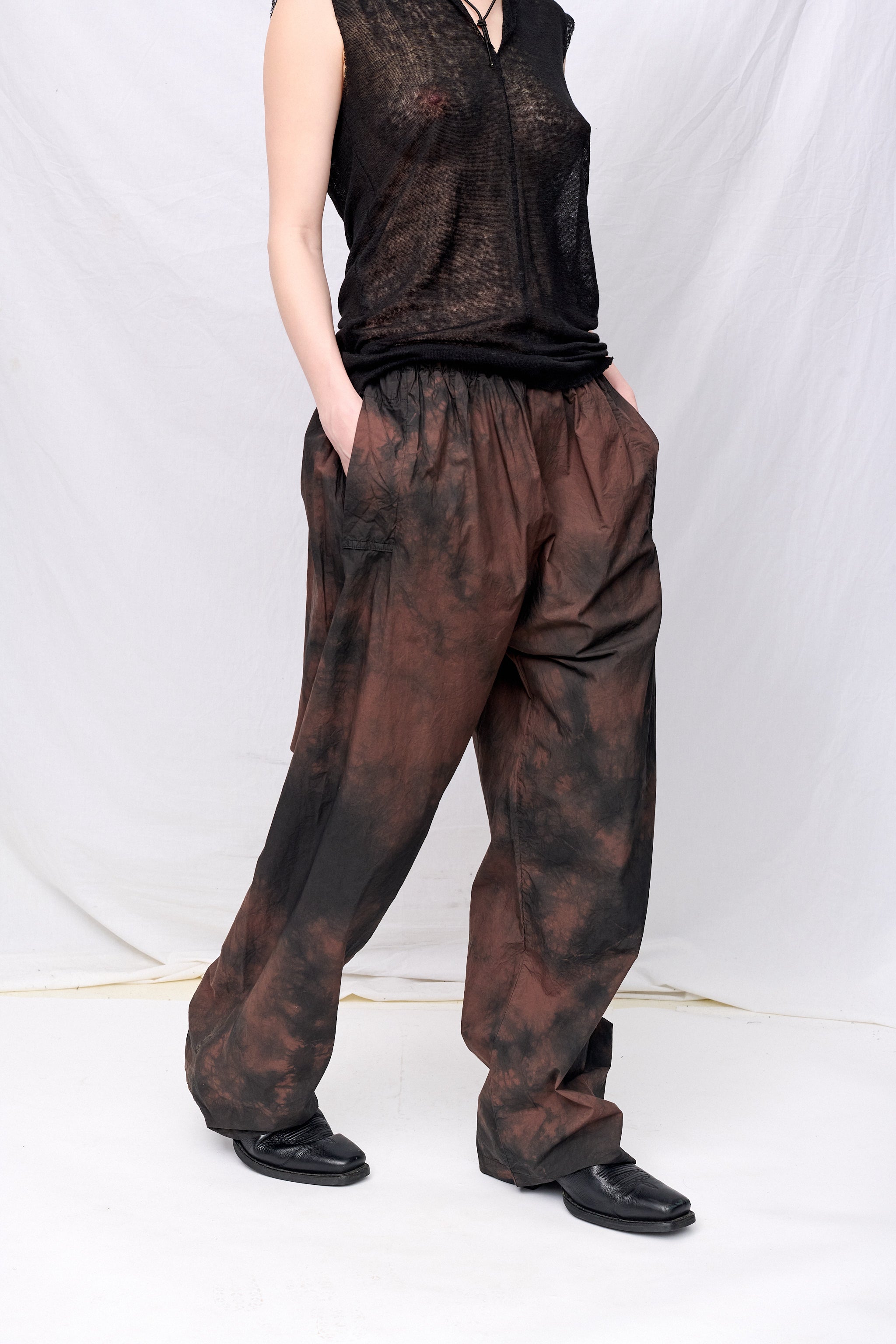 No.287 Brown/Black Poplin Flap Pocket Trousers