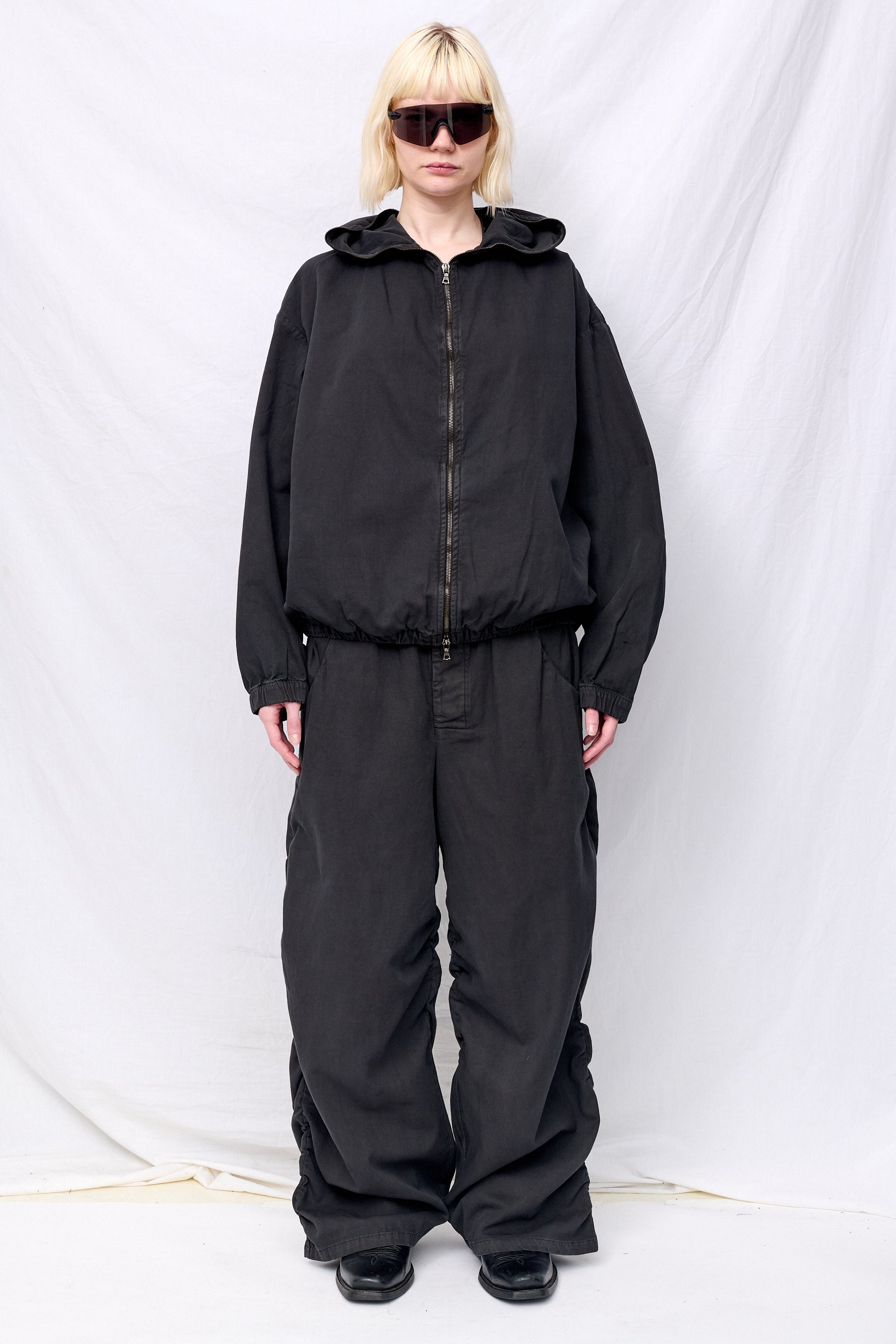 No. 267 Black Thin Canvas Draped Trousers