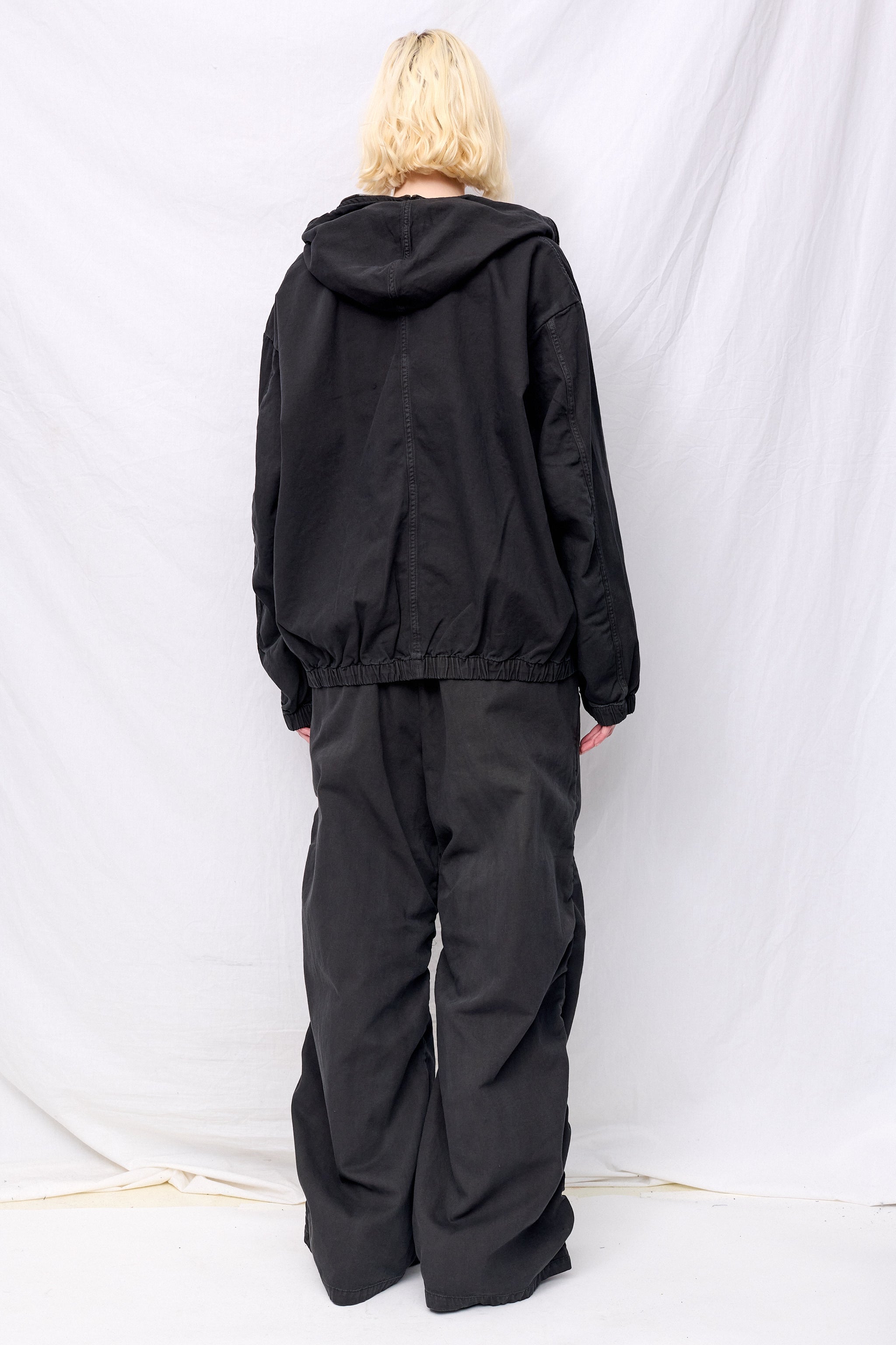No. 216 Black Thin Canvas Hooded Jacket