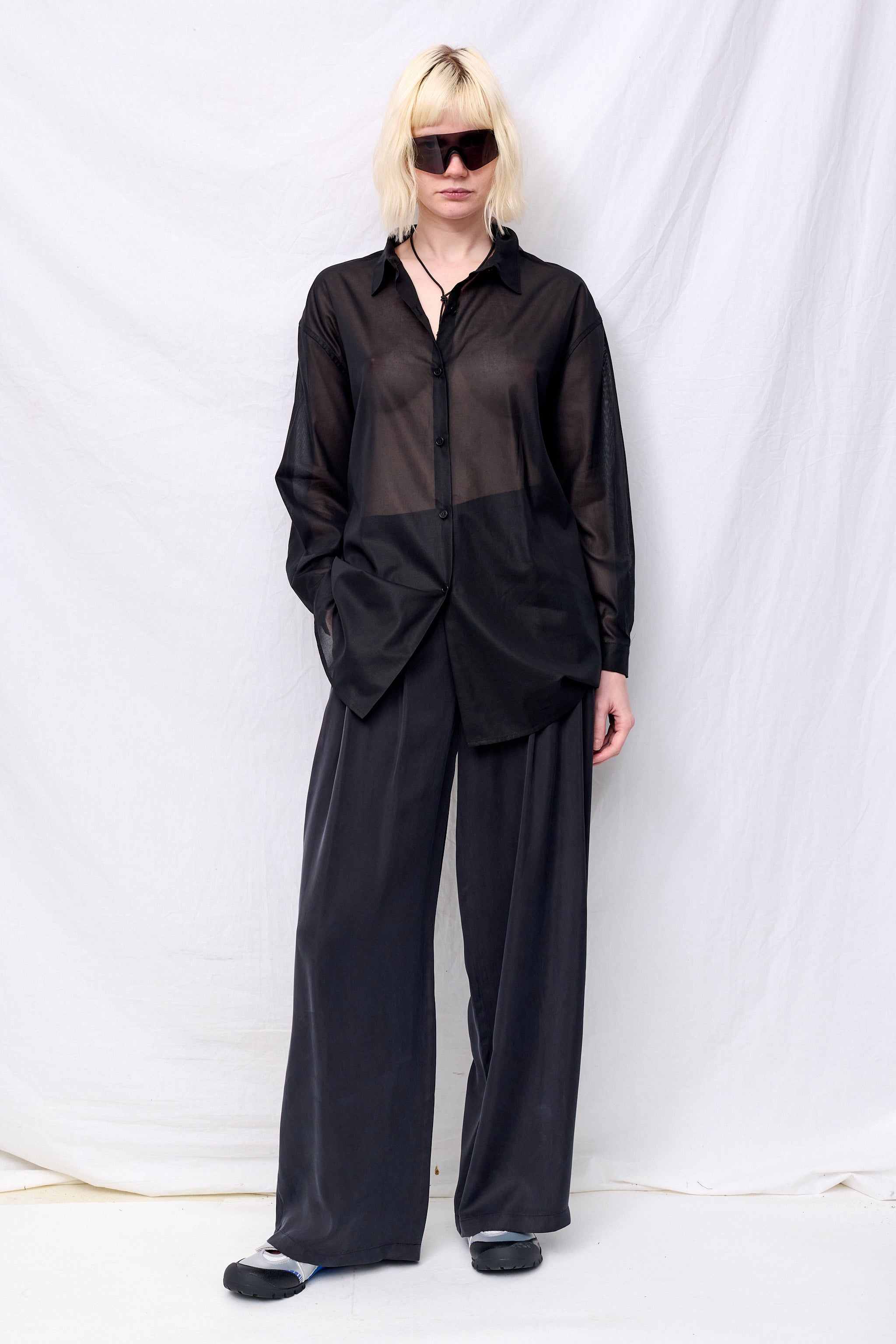 Black Sheer Cotton Classic Shirt