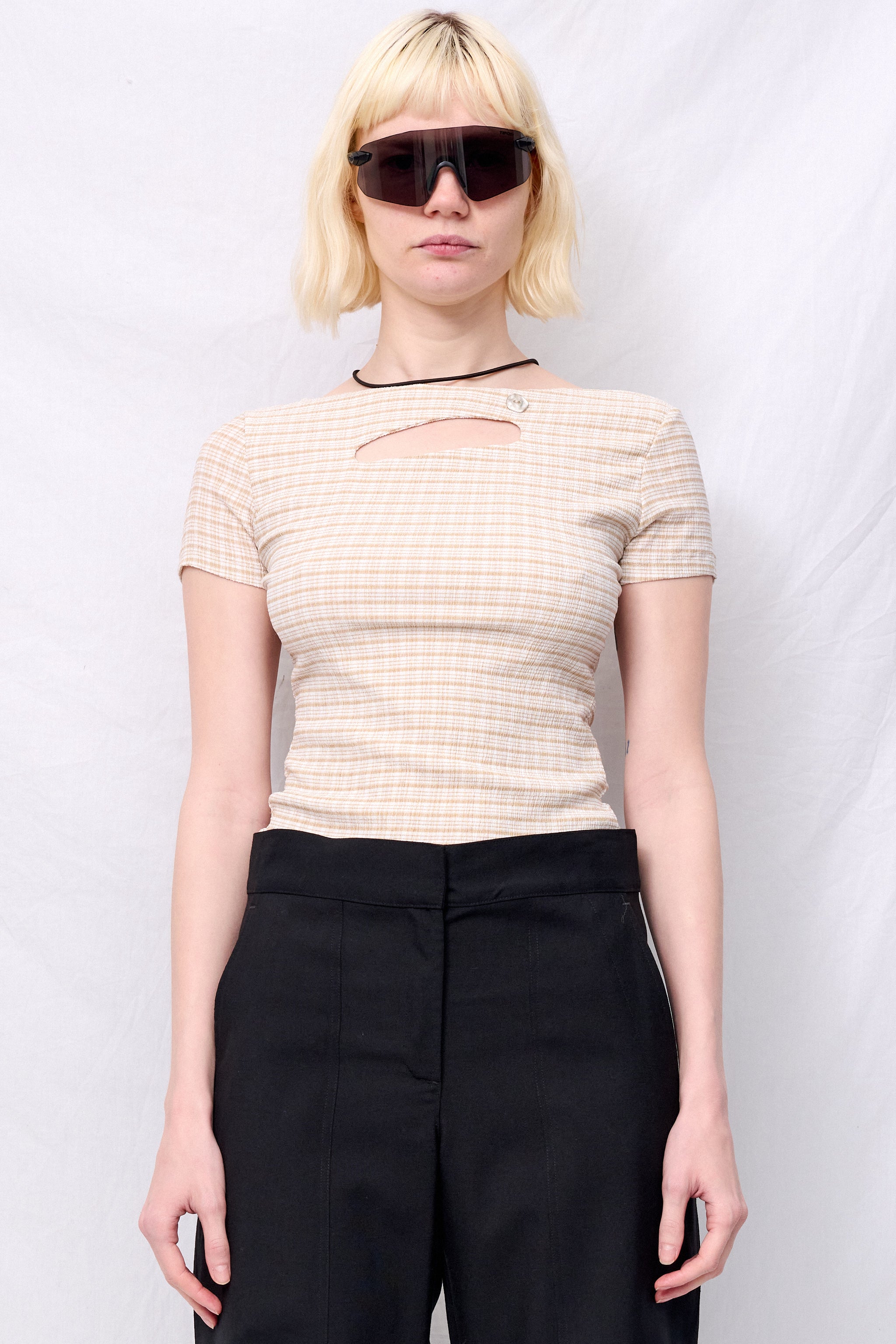 Tan Plaid Key Short Sleeve