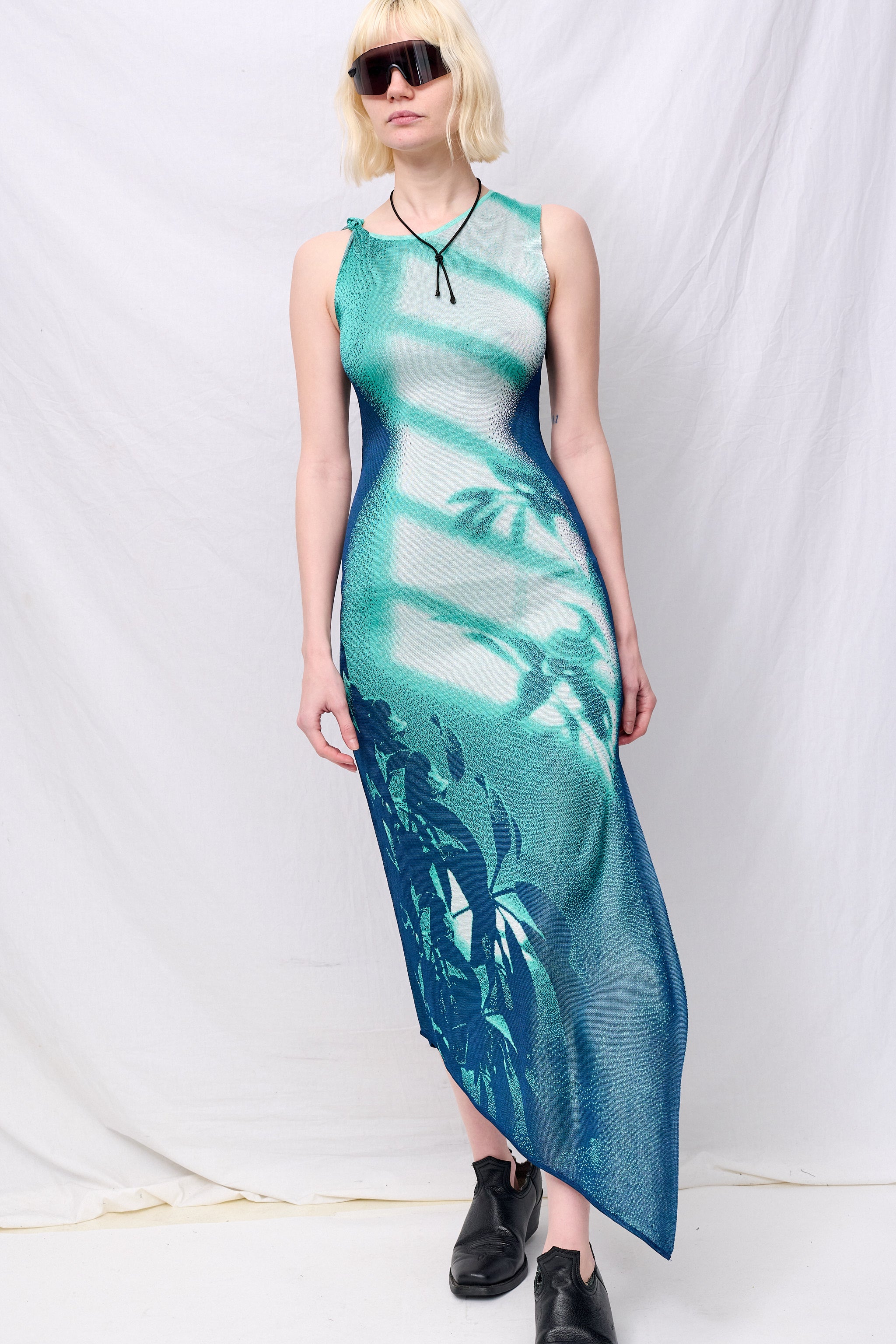 Turquoise Cedar Window Print Tank Dress