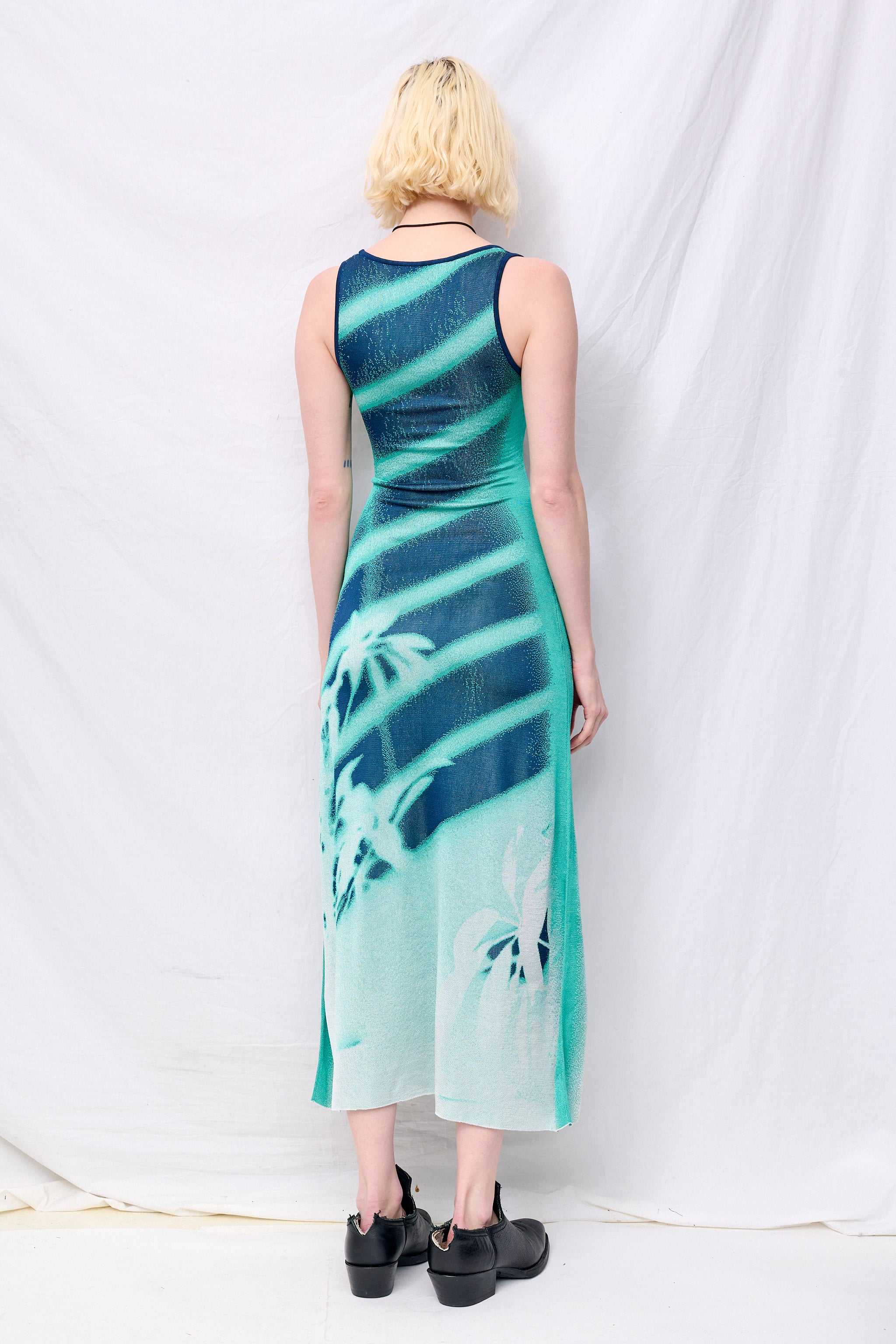 Turquoise Nikki Window Print Tank Dress