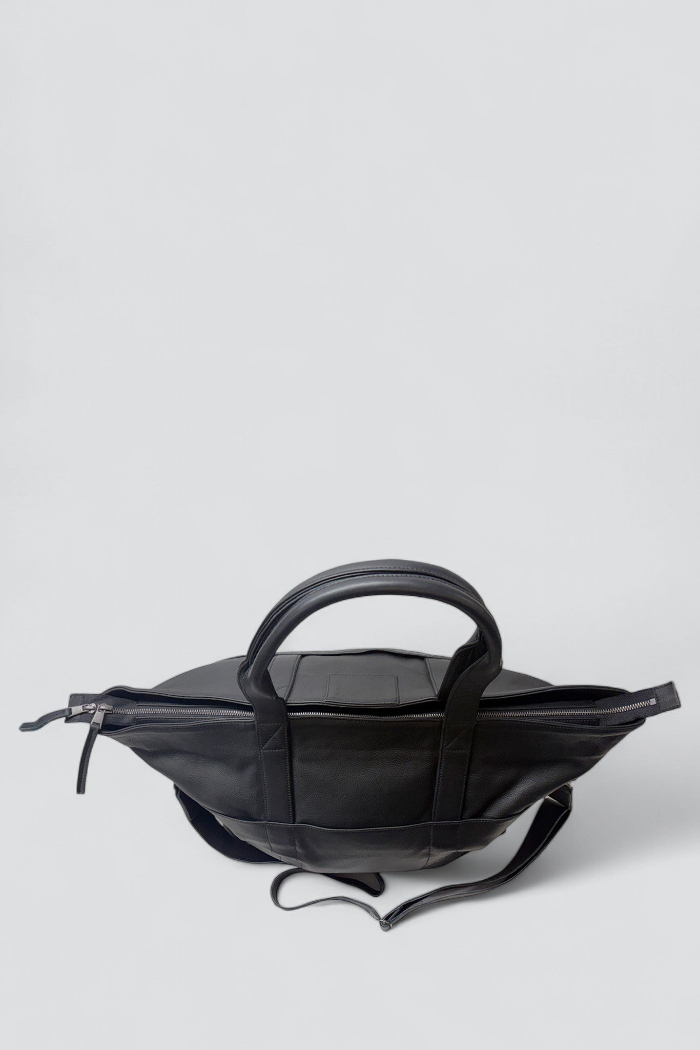 Black Leather Travel Tote