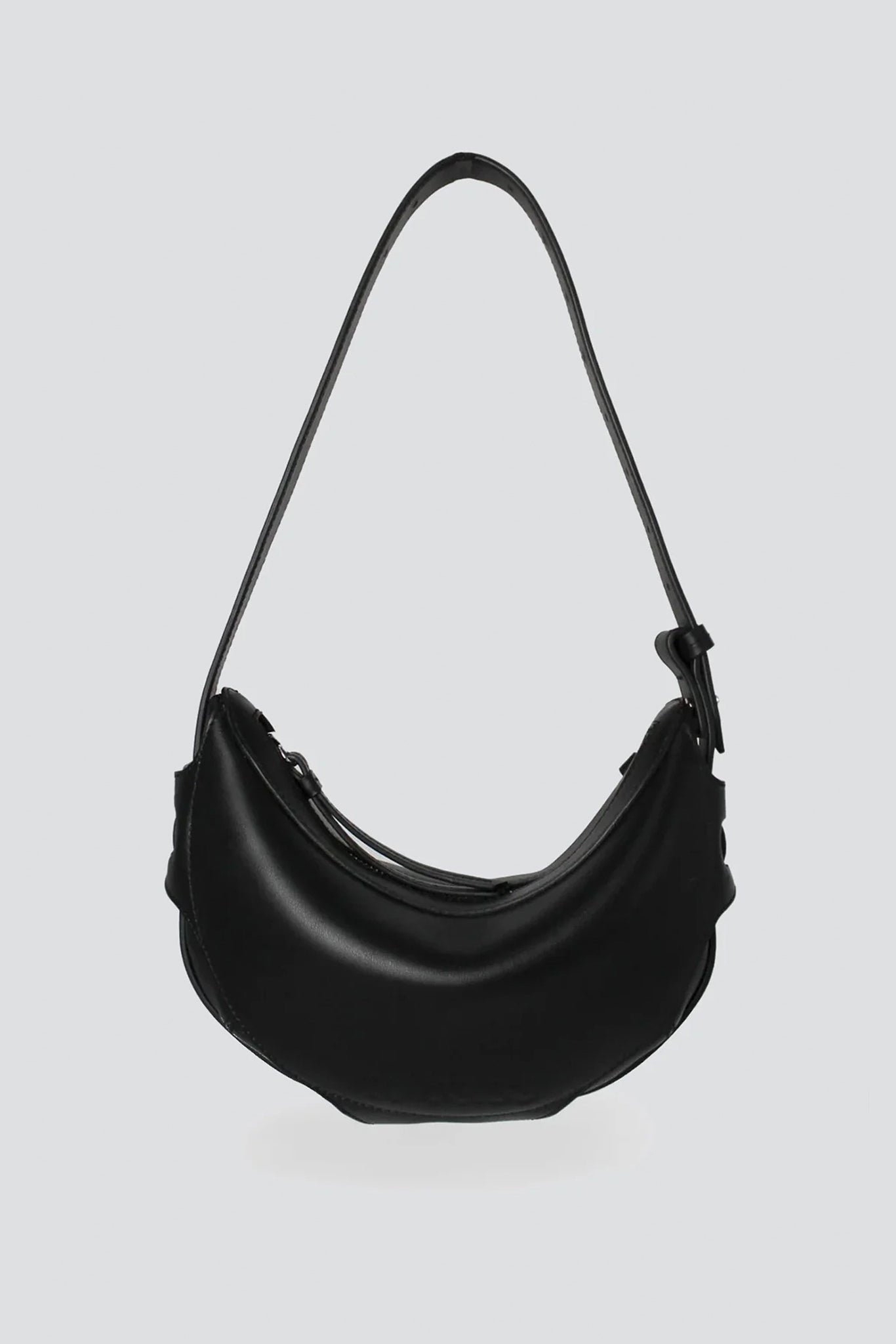 Black Leather Half Moon Bag