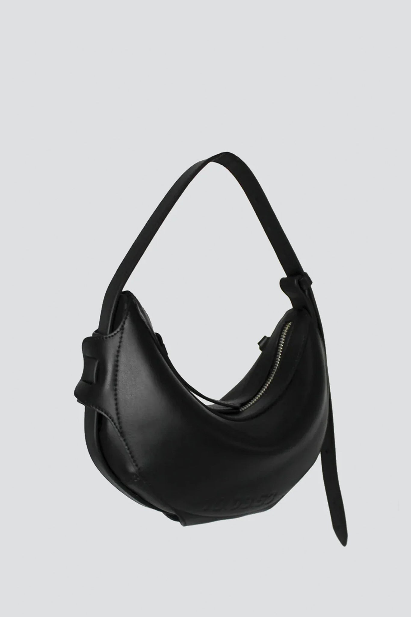 Black Leather Half Moon Bag