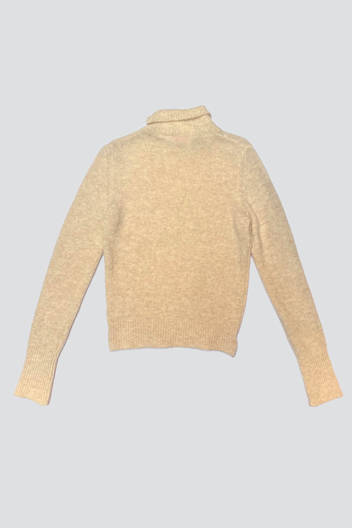 Beige Bow Mockneck Sweater