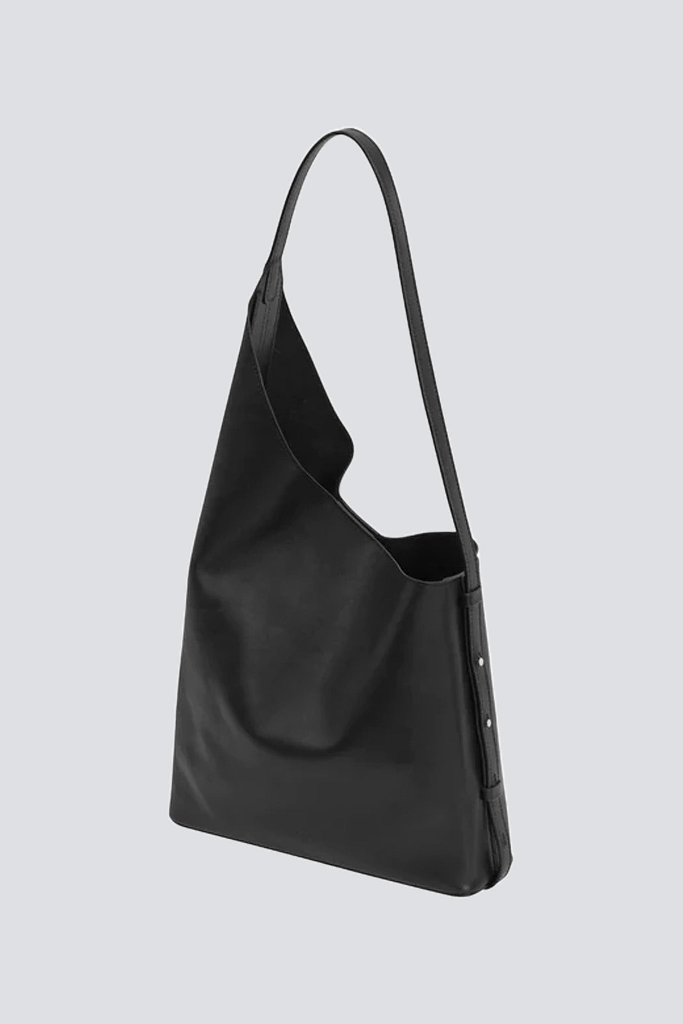 Black Leather Demi Lune Shopper - Assembly New York