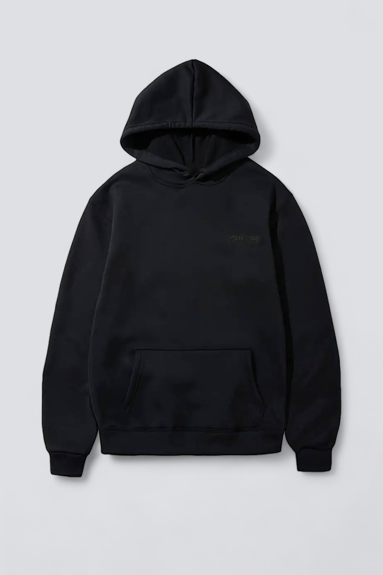 Jet Black Embroidered New York Chest Logo Hoodie