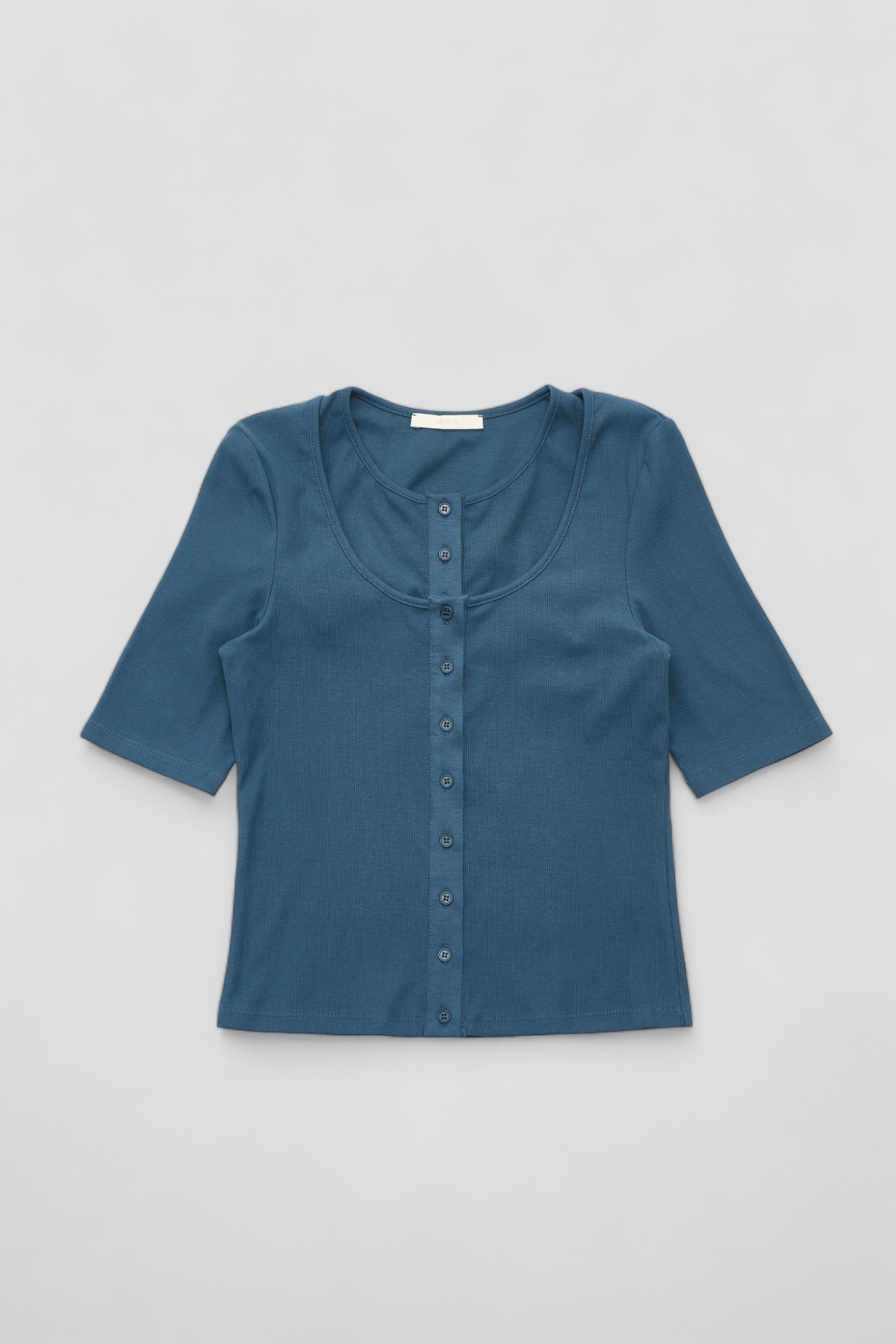 Blue Ribbed Button Cardigan Top