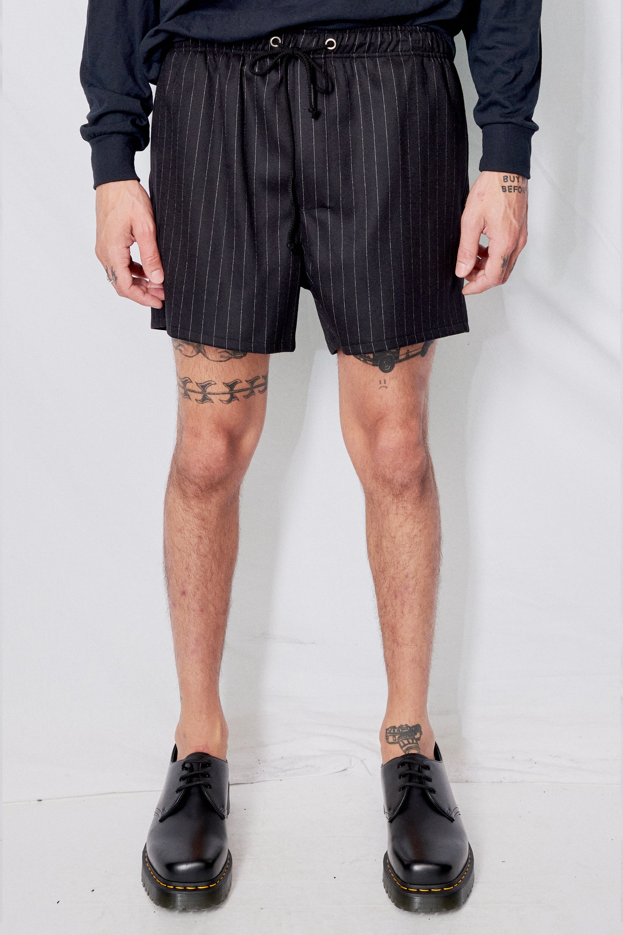 Navy Stripe Suiting Camp Short