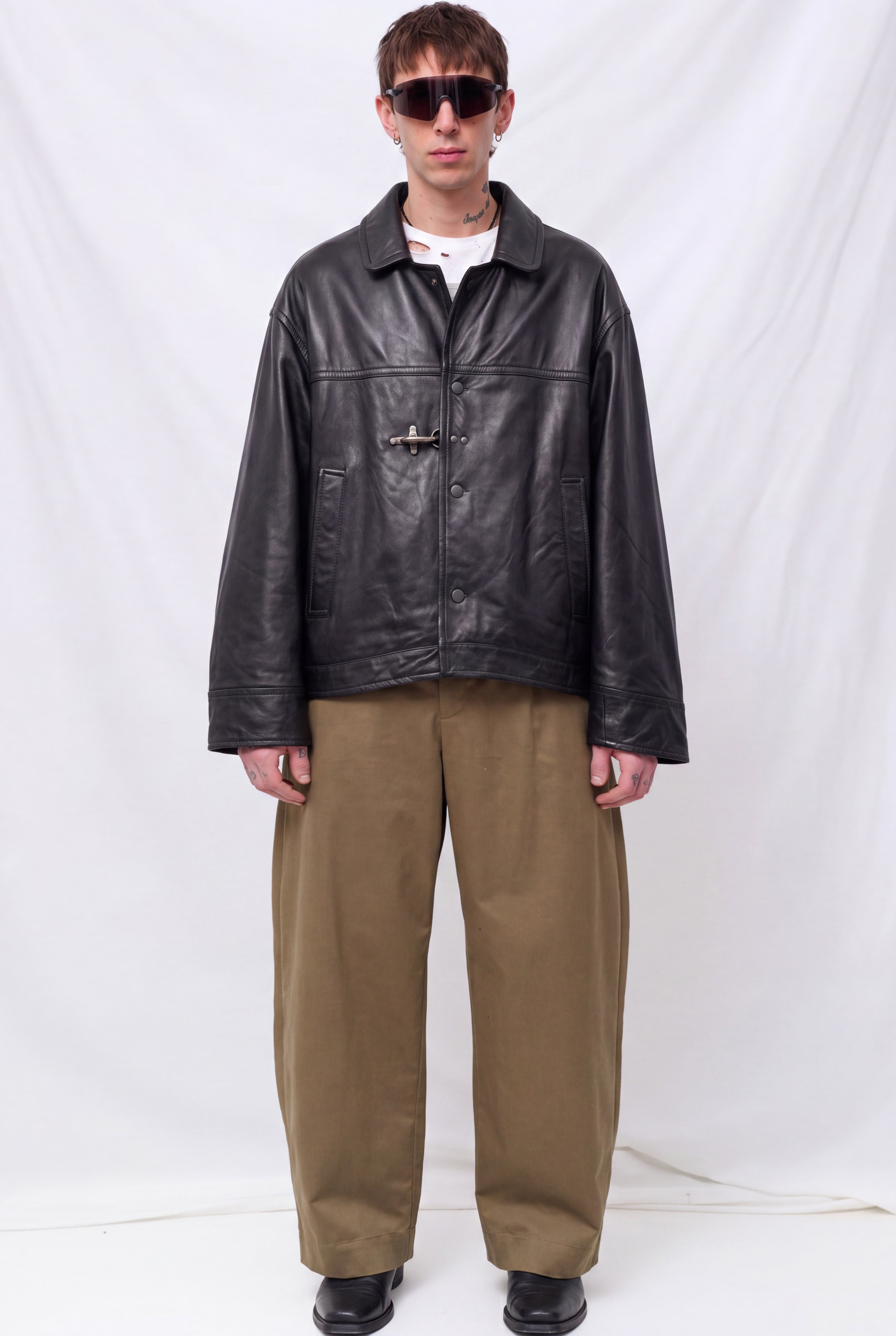 Black Leather Box Jacket