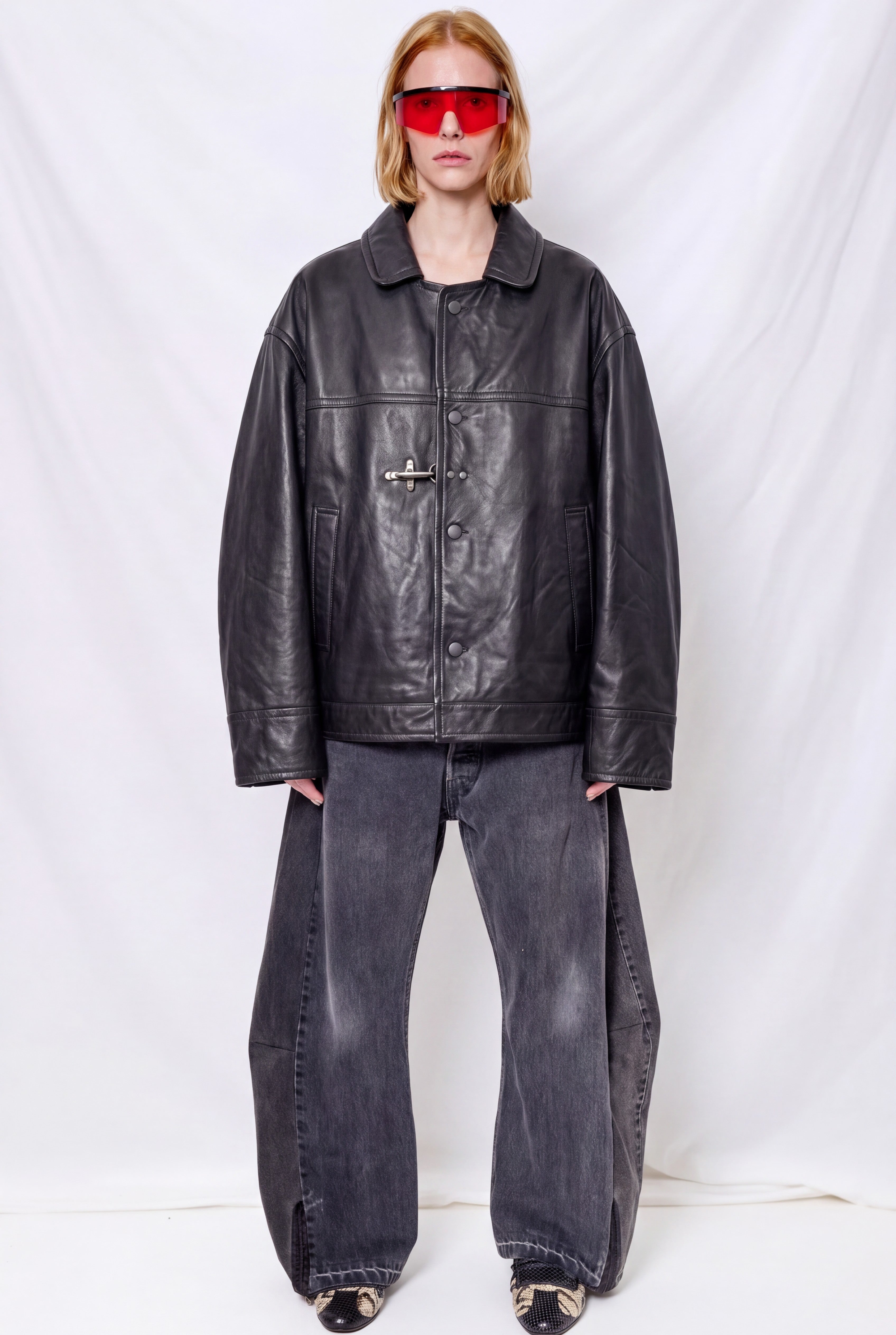 Black Leather Box Jacket