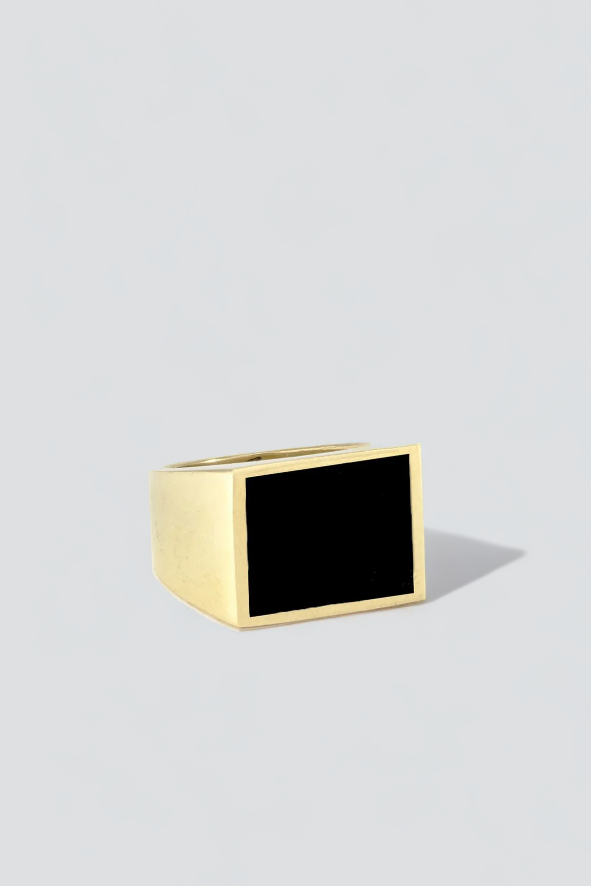 Brass Black Onyx Signet Ring - Square
