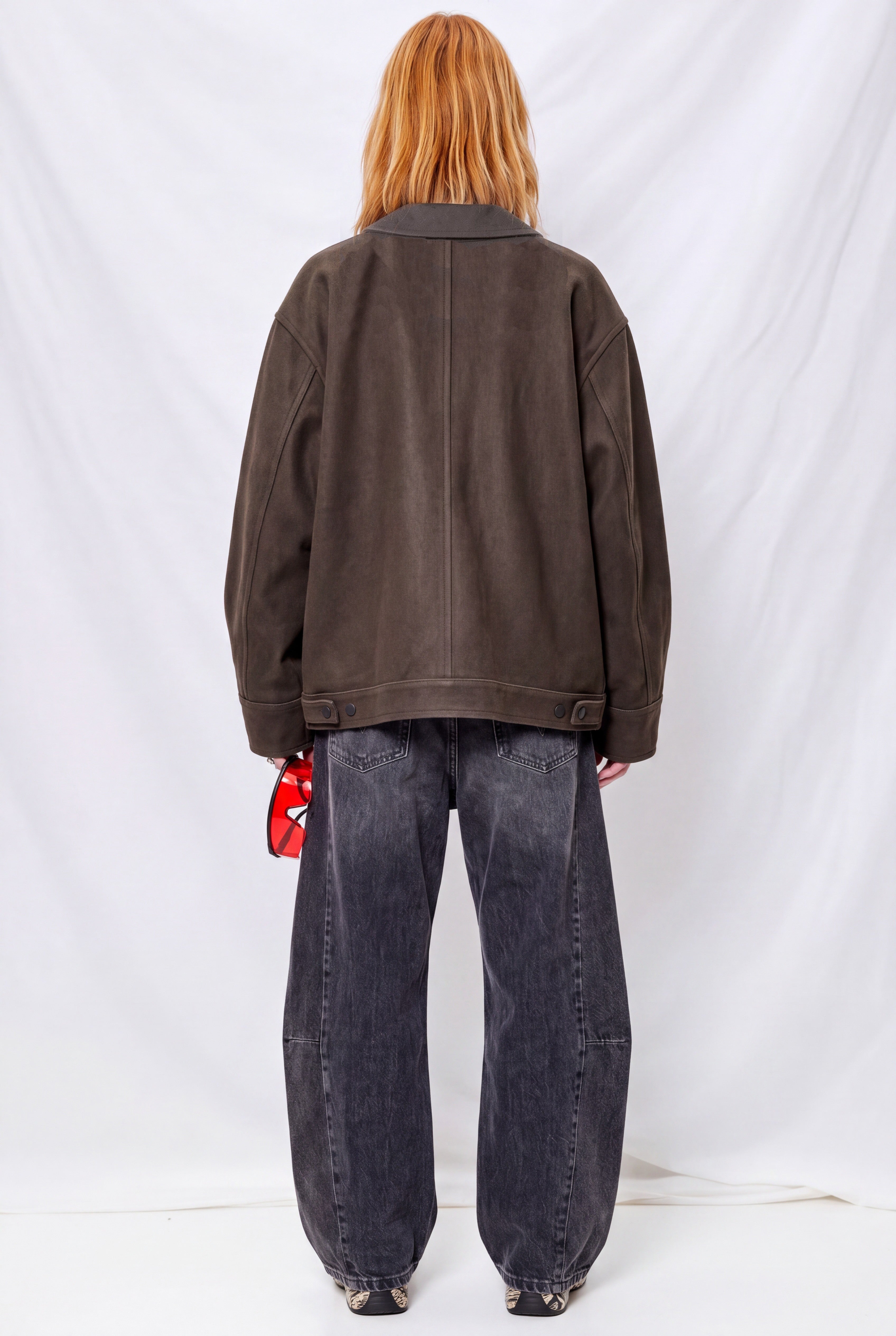 Cracked Brown Leather Fireman Box Jacket
