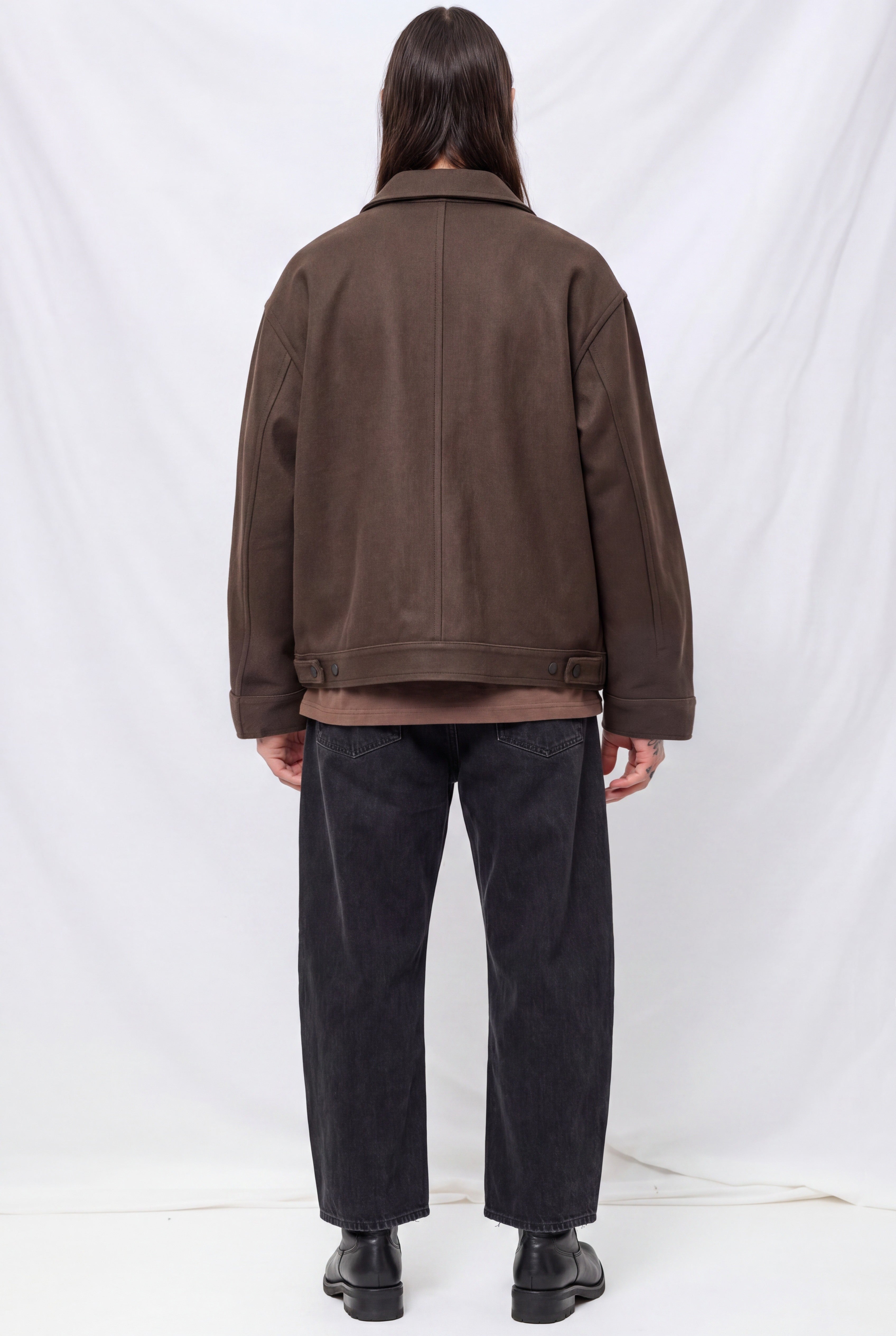 Cracked Brown Leather Fireman Box Jacket