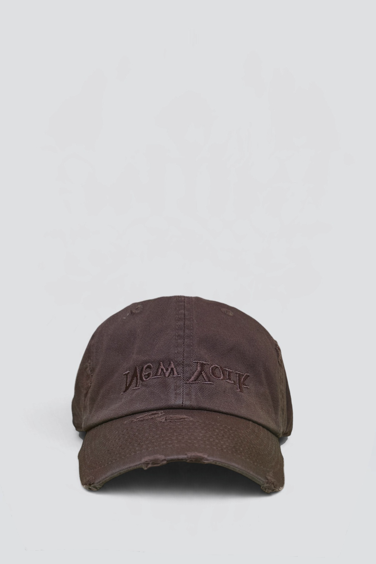 Distressed New York Embroidered Hat - Brown