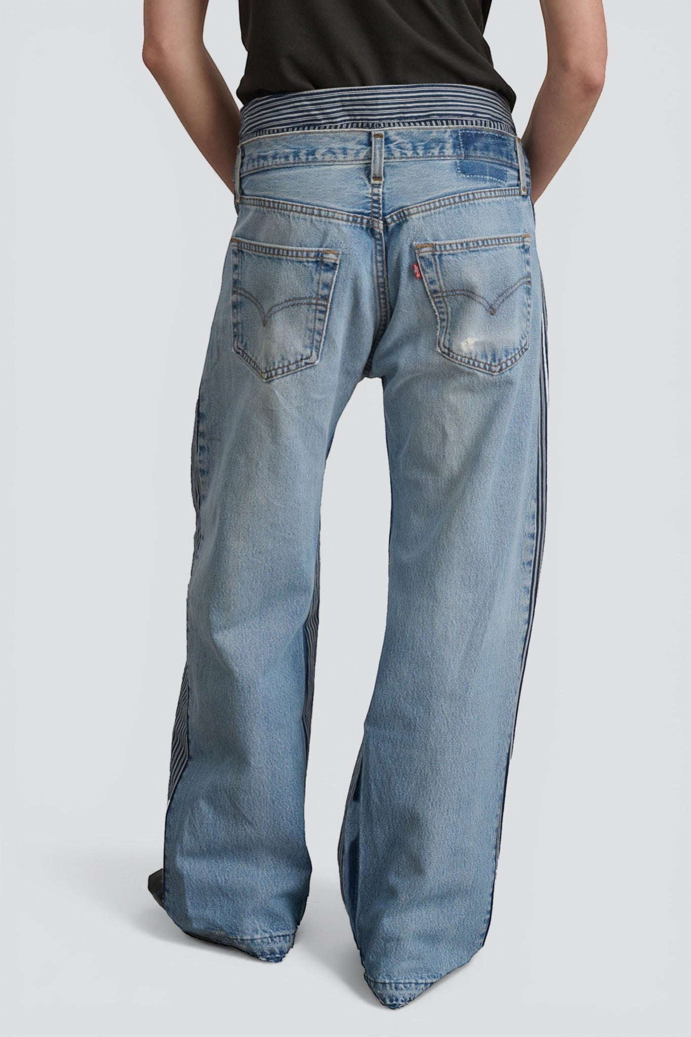 Vintage Indigo White Stripe Double Waistband Rework Jean