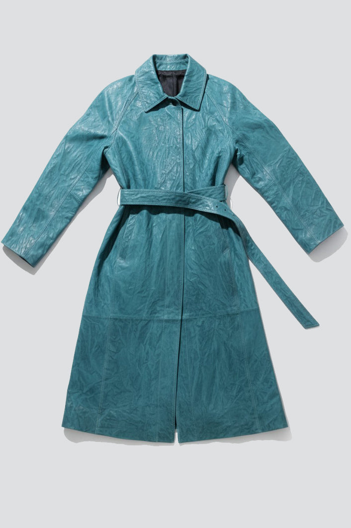 Blue Wave Leather Coat