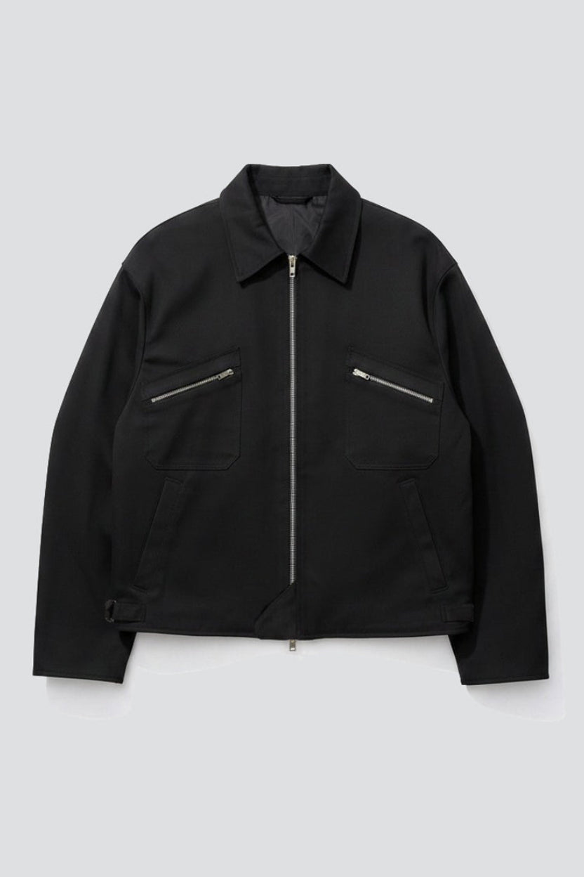 Black Suiting Pocket Zip Jacket