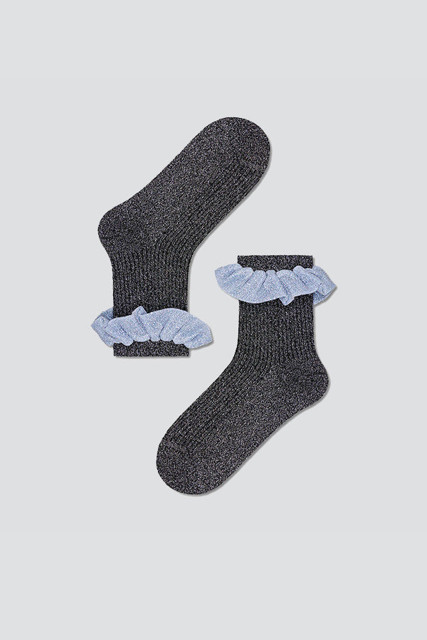 Carly Ankle Sock - Black Glitter