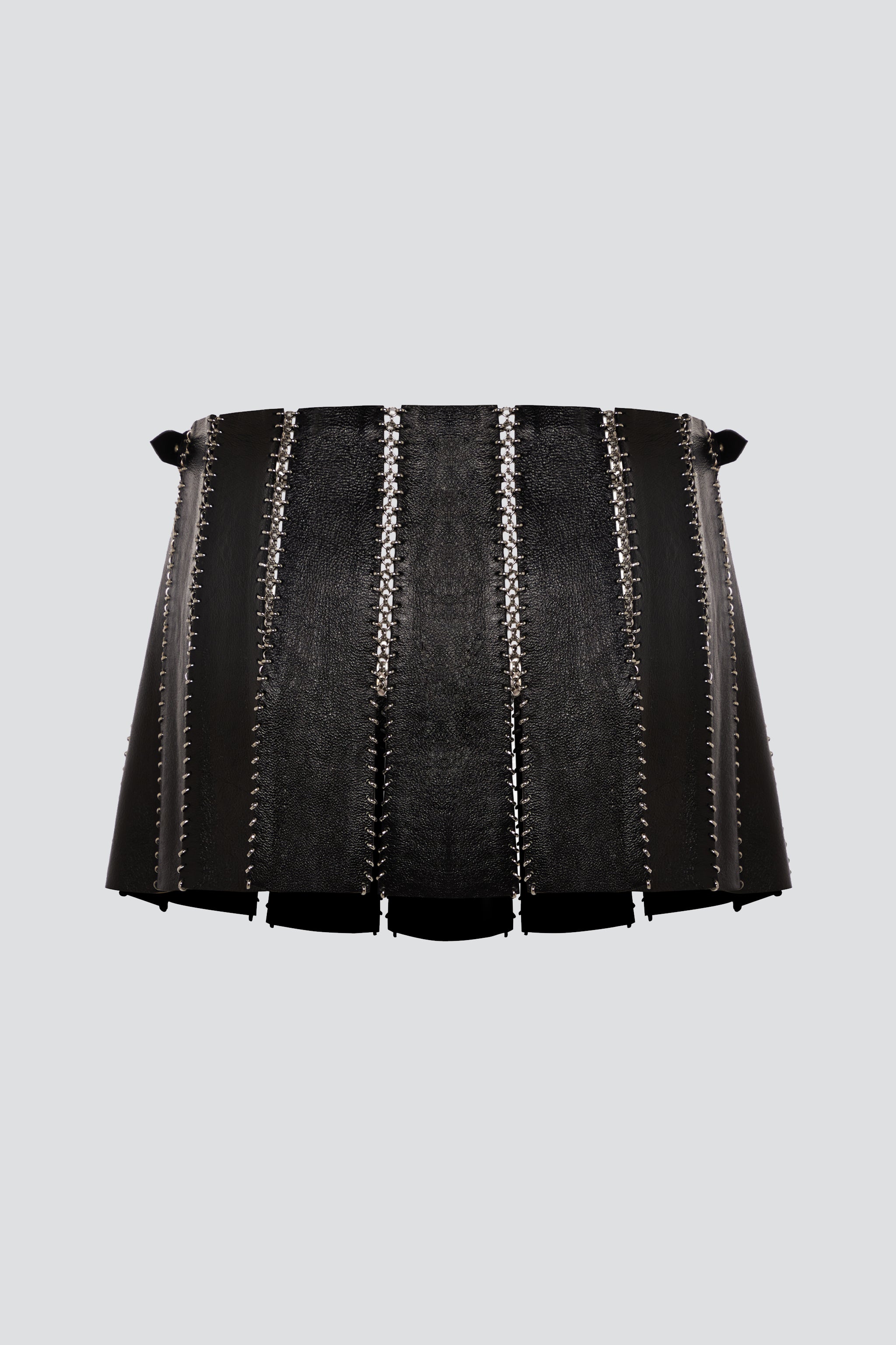 Black Leather Charm Mini Skirt