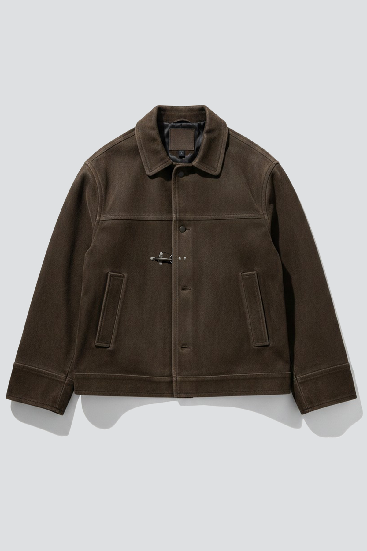Cracked Brown Leather Fireman Box Jacket