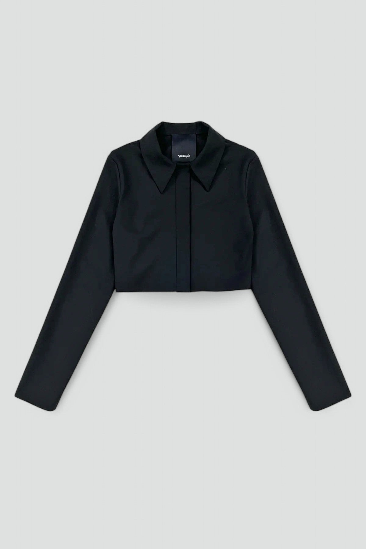 Black Suiting Crop Rugby Top