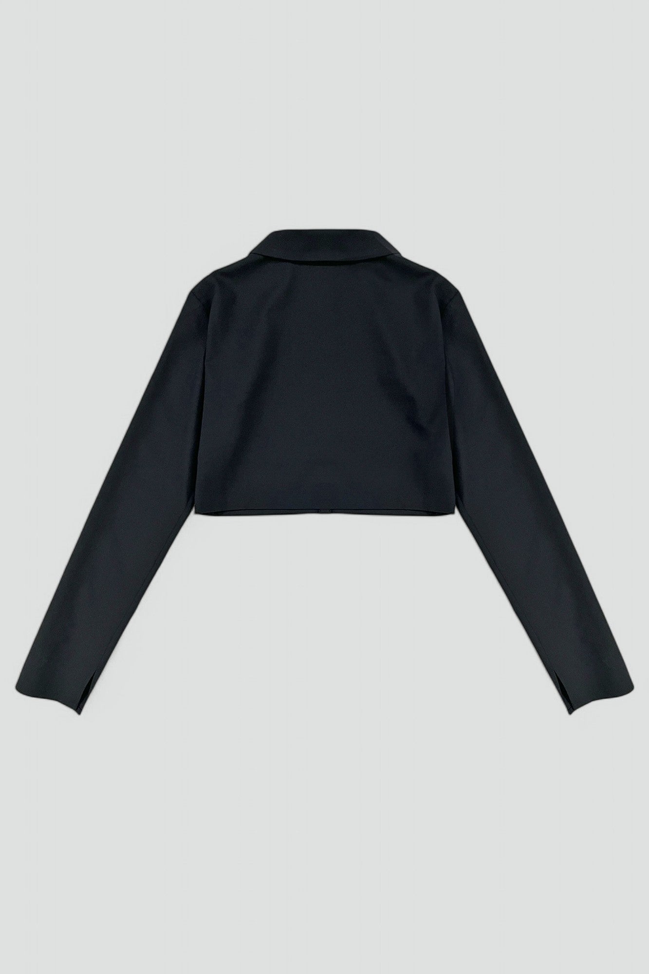 Black Suiting Crop Rugby Top