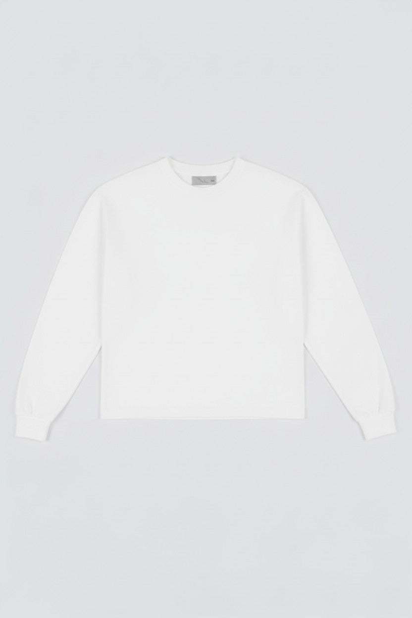 White Cropped Long Sleeve Tee