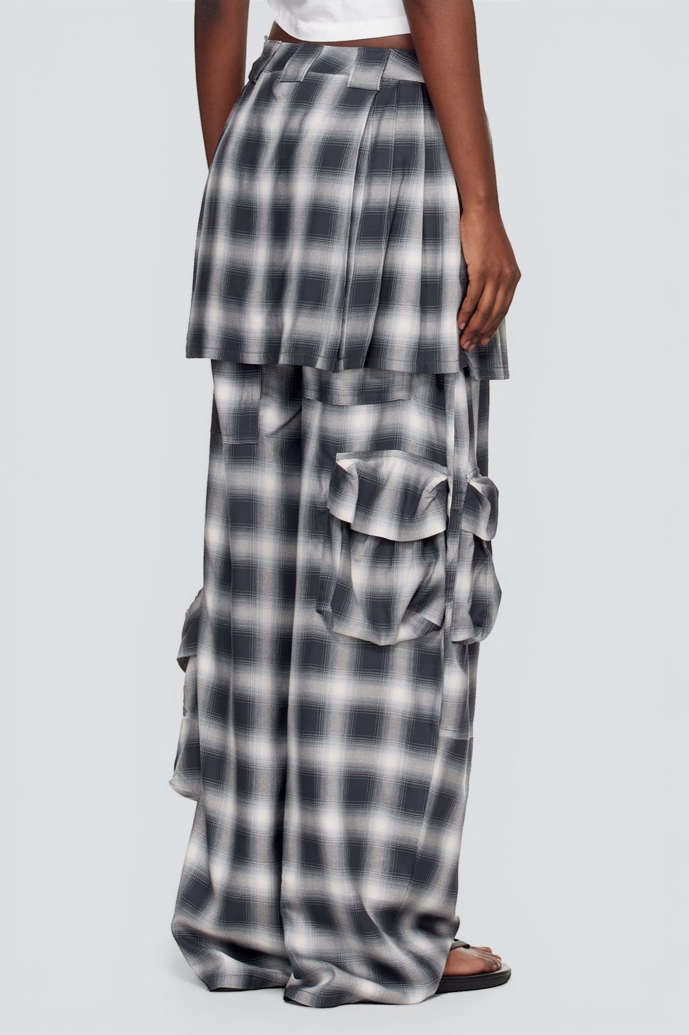 Fog Plaid Lightweight Flannel Lawn Skirt Cargo Pant