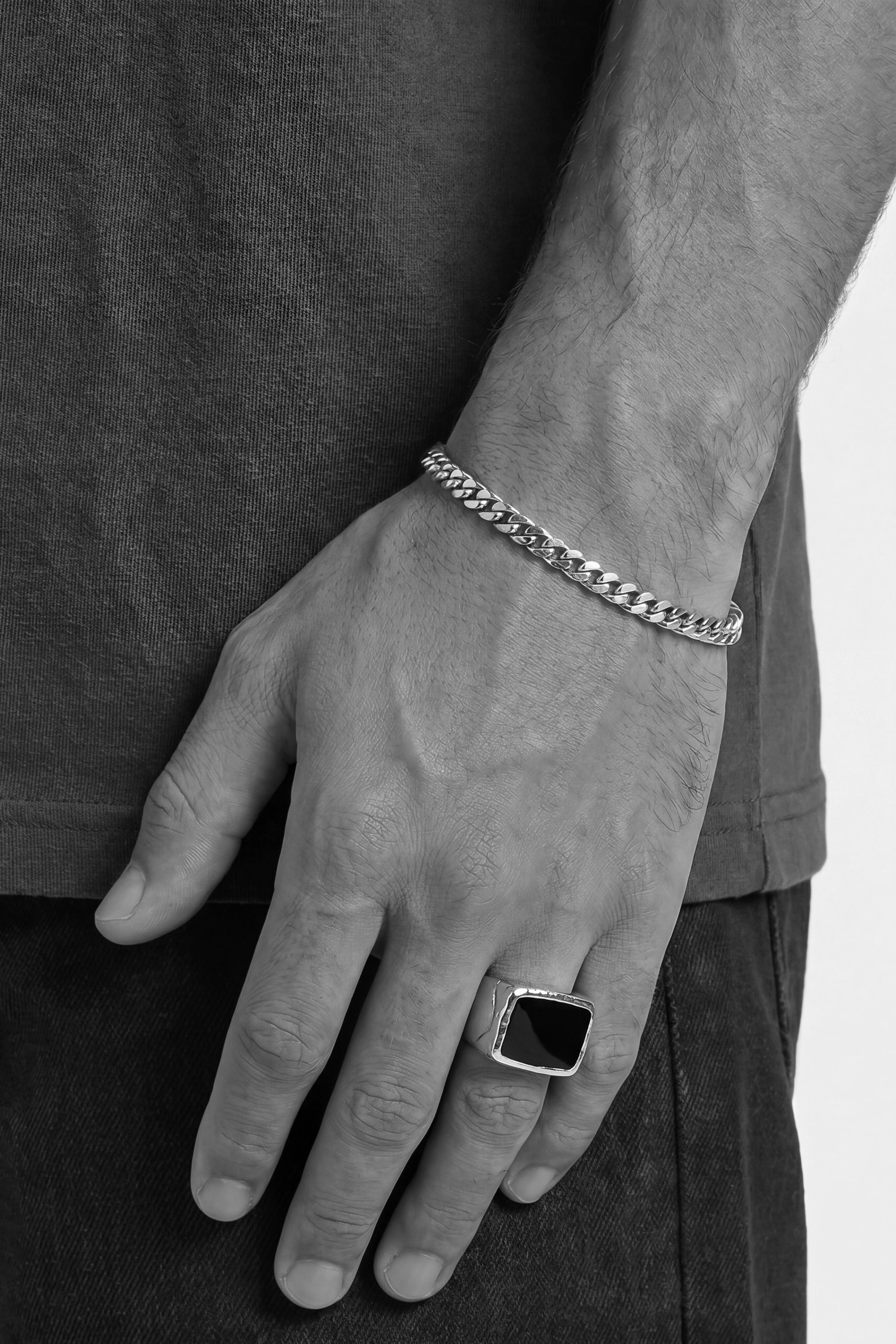 Sterling Silver/Onyx Picture in Picture Ring