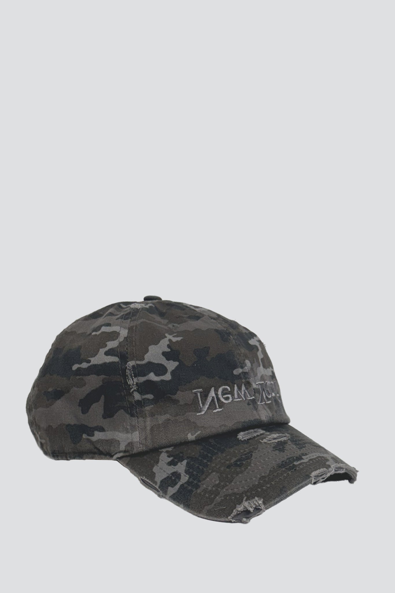 Distressed New York Embroidered Hat - Black Camo