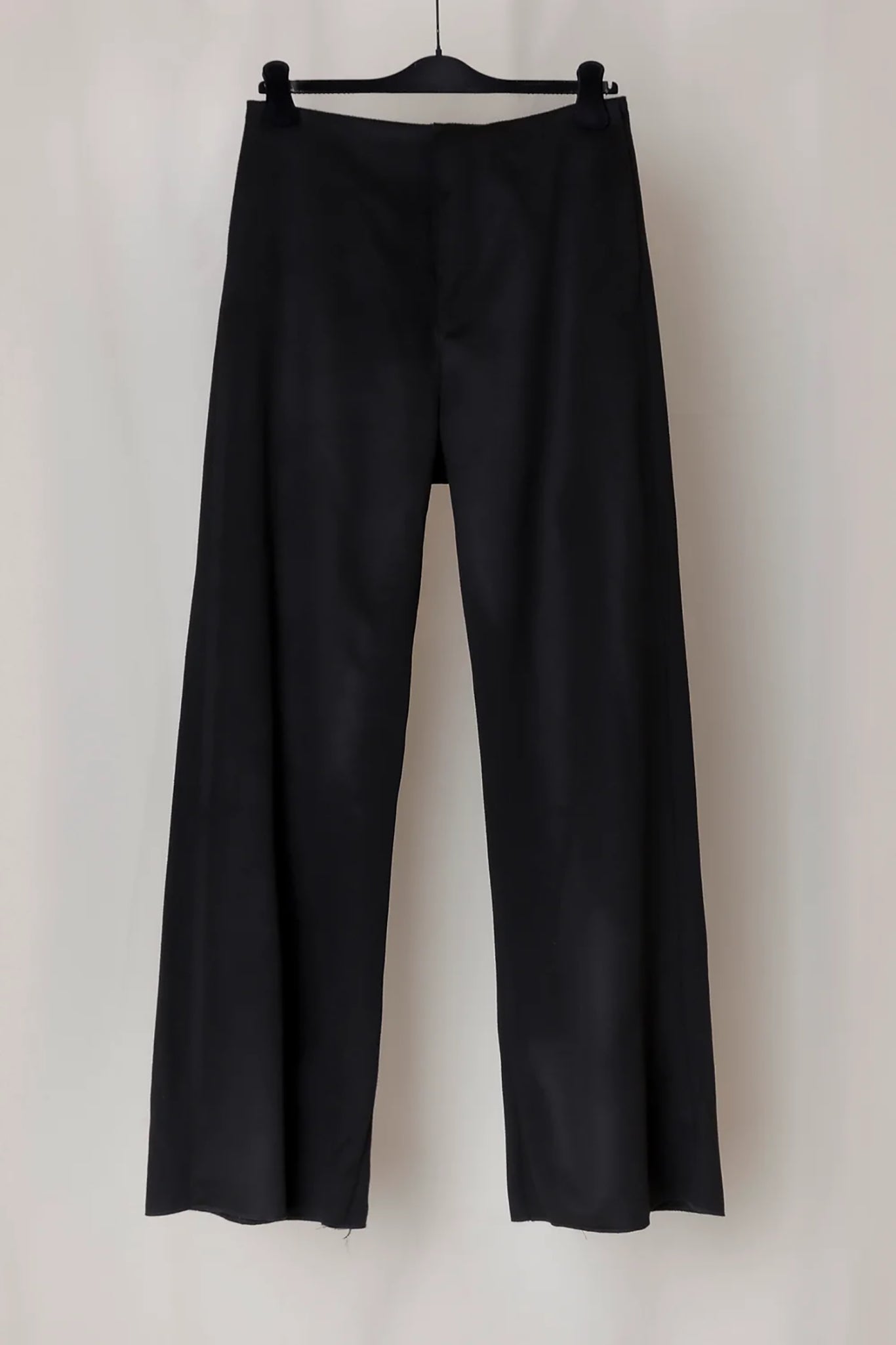 Black No.227 Wool Full Trousers