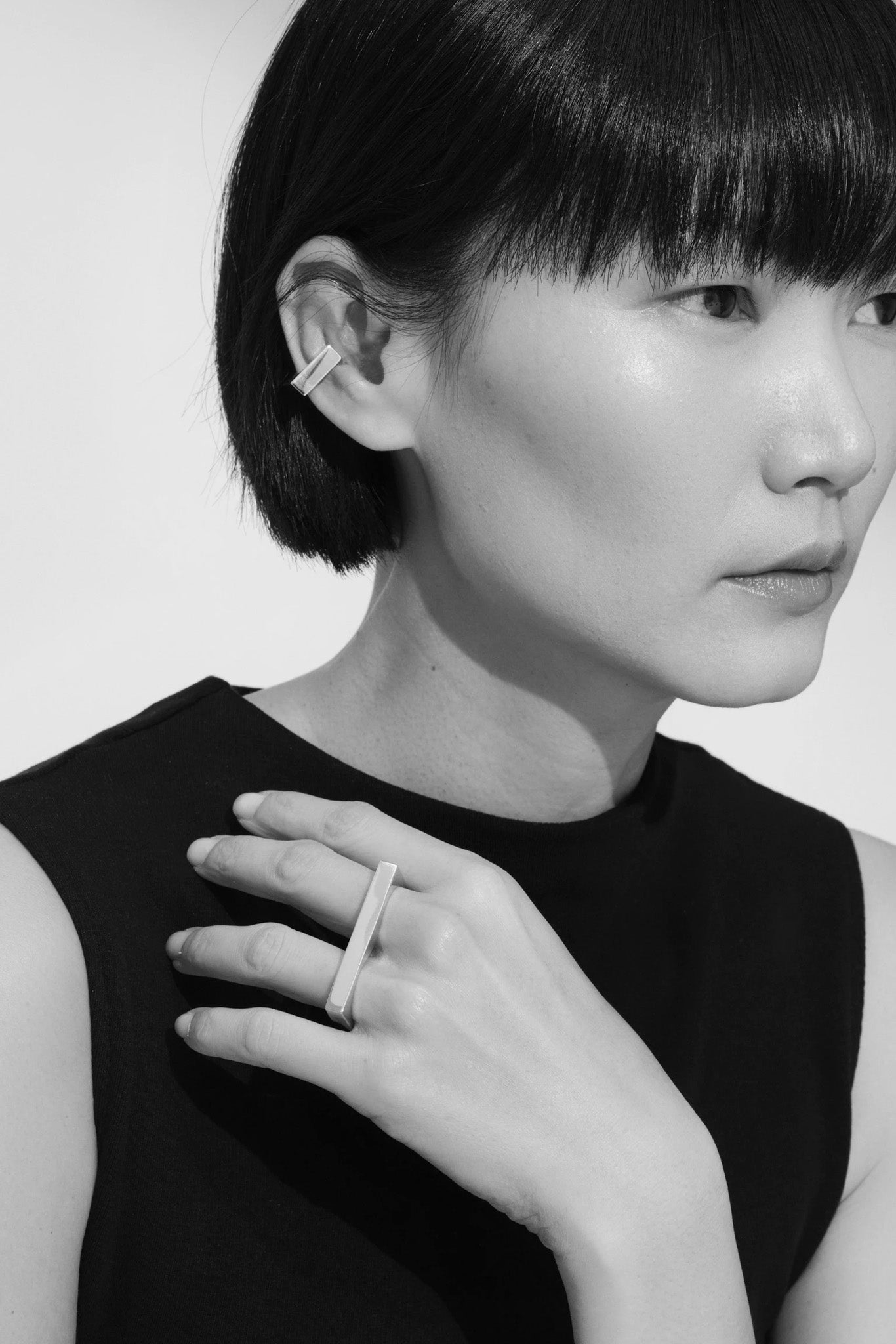 Silver Square Double Ring