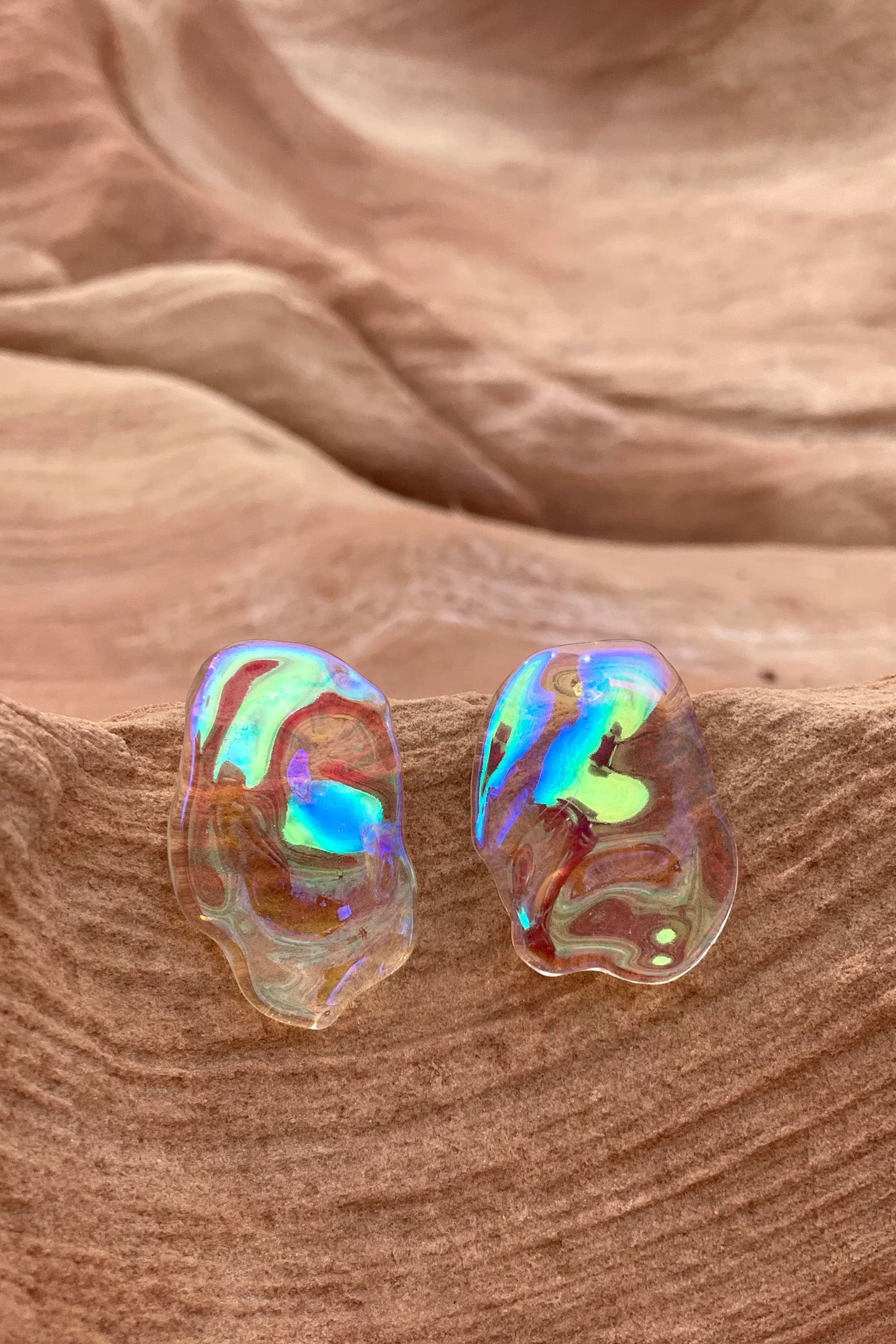 Iridescent Glass Large Enigma Earrings