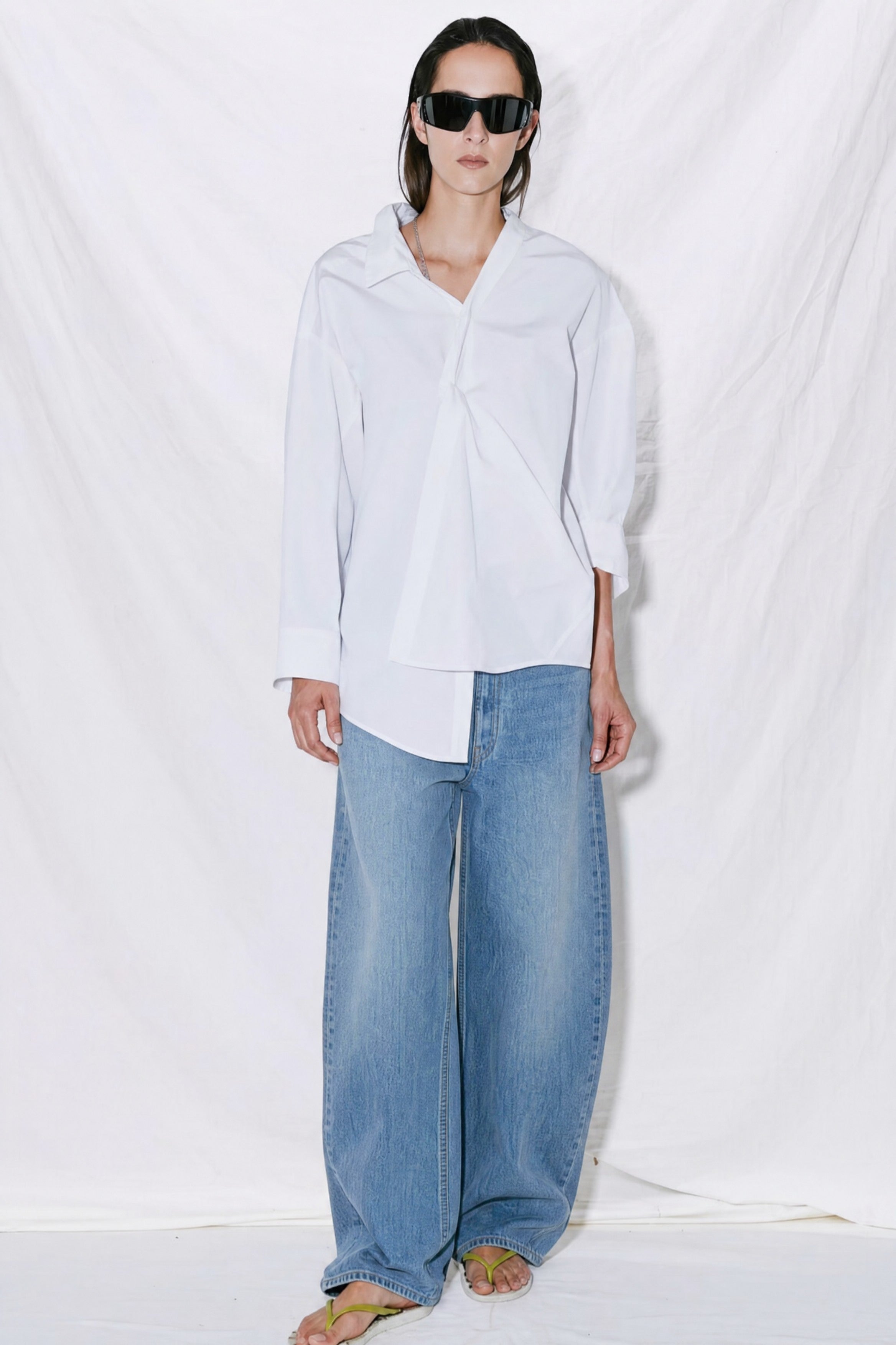 White Charles Badly Buttoned Shirt