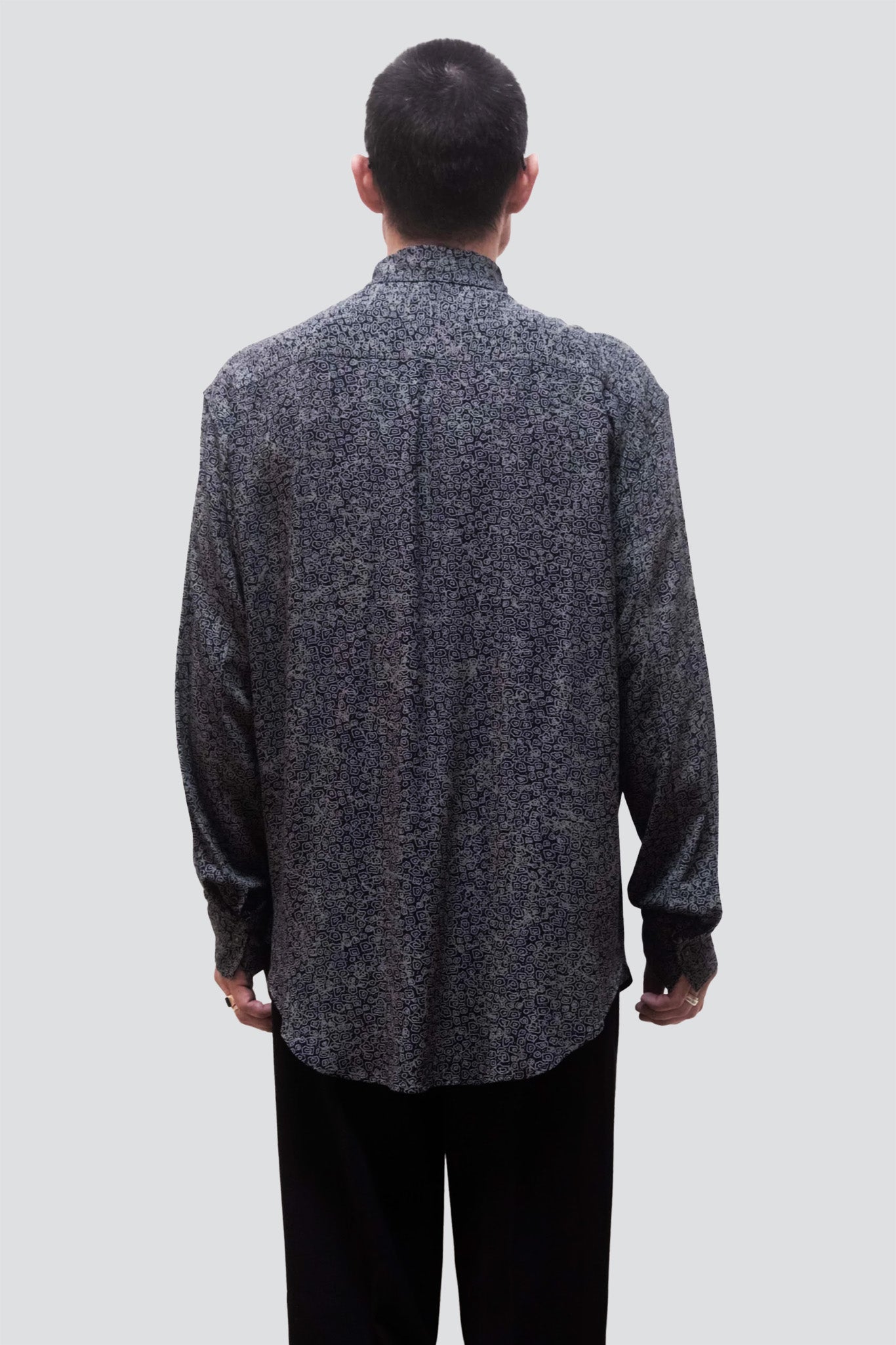 Dark Blue Print Tencel Dress Shirt