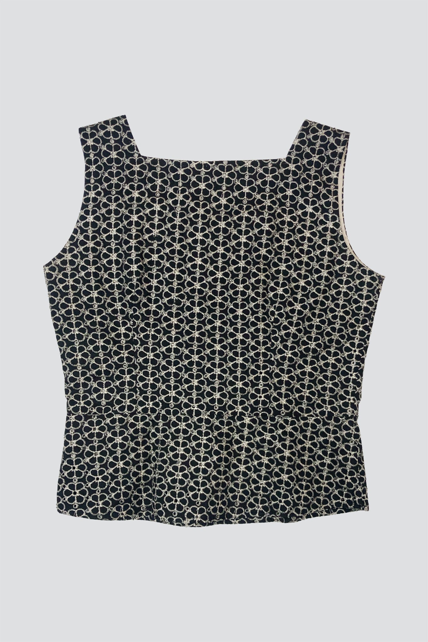 Embroidered Flora Square Neck Tank