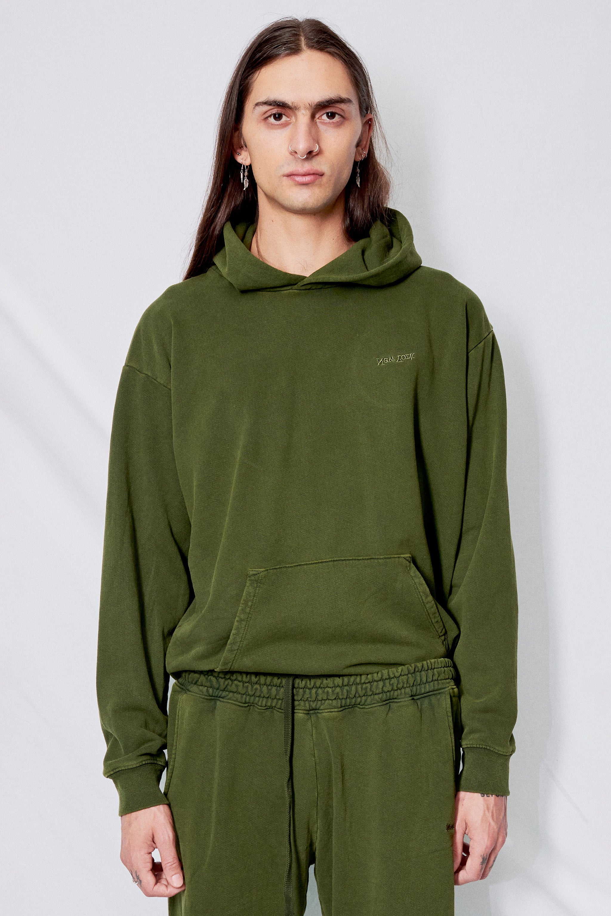 Forest Green Embroidered New York Chest Logo Hoodie
