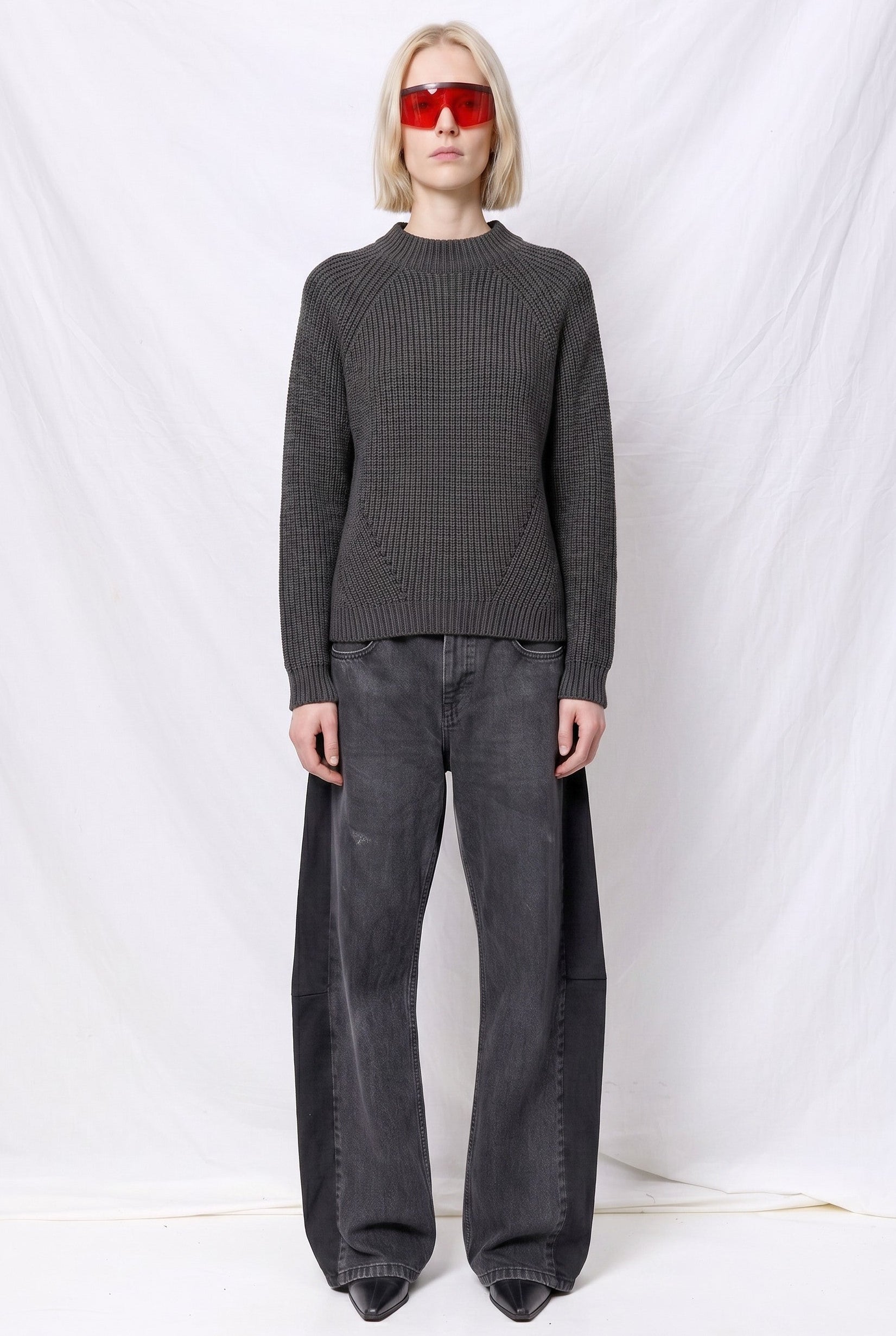 Black Daphne Washed Cotton Sweater
