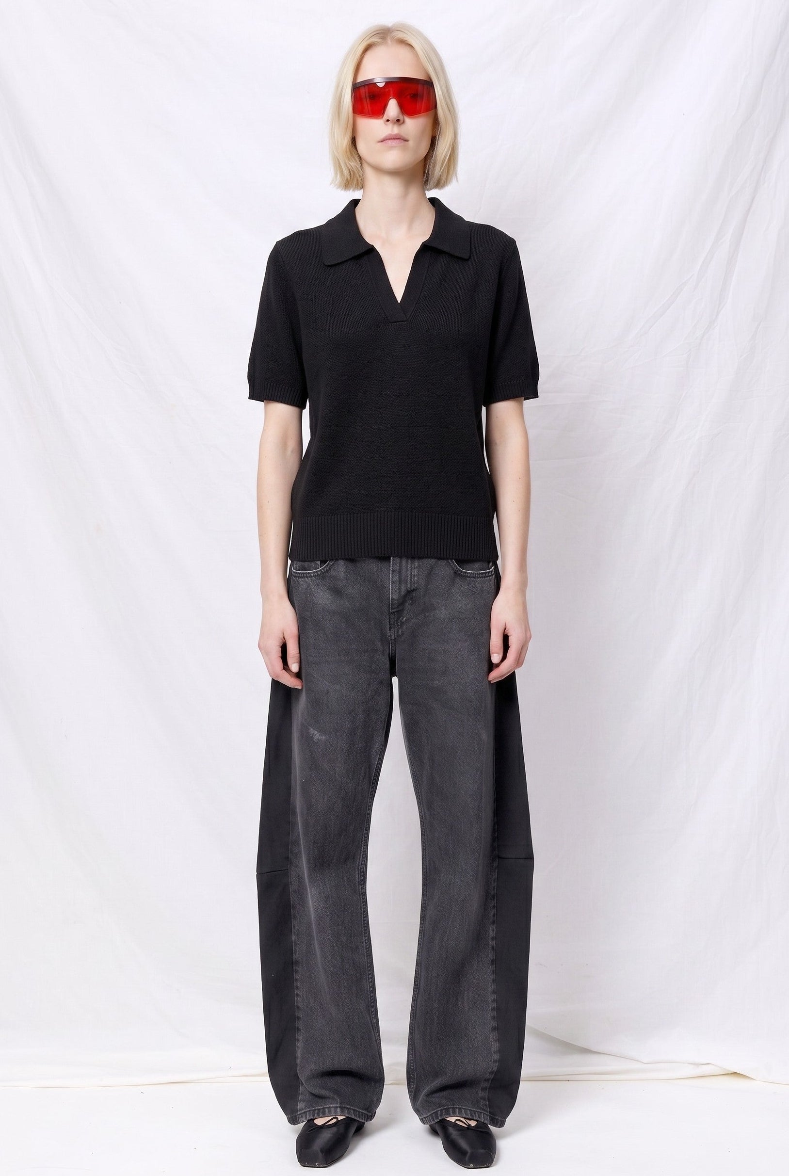 Black Cris Cotton Linen Top