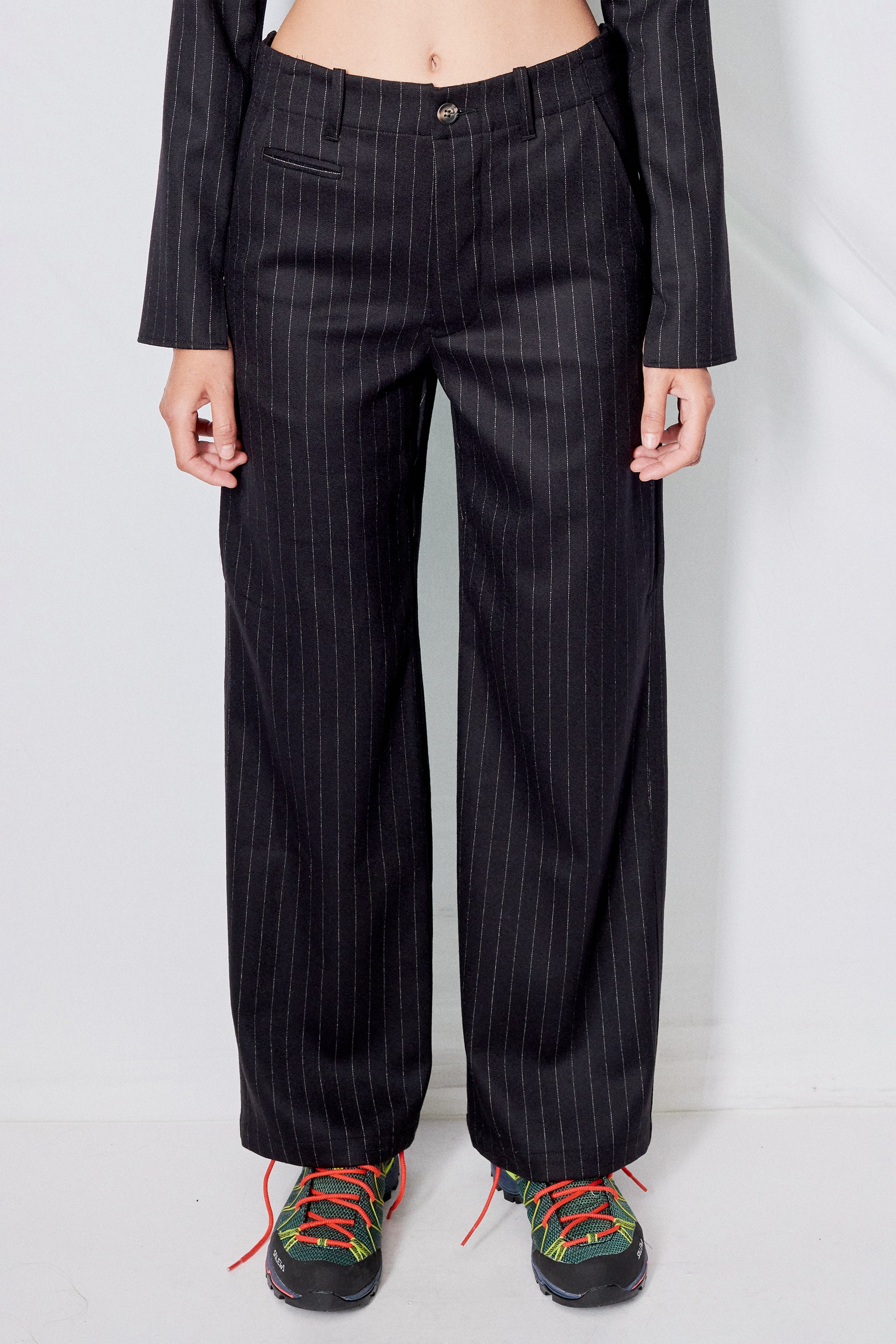 Navy Stripe Suiting Full Pant