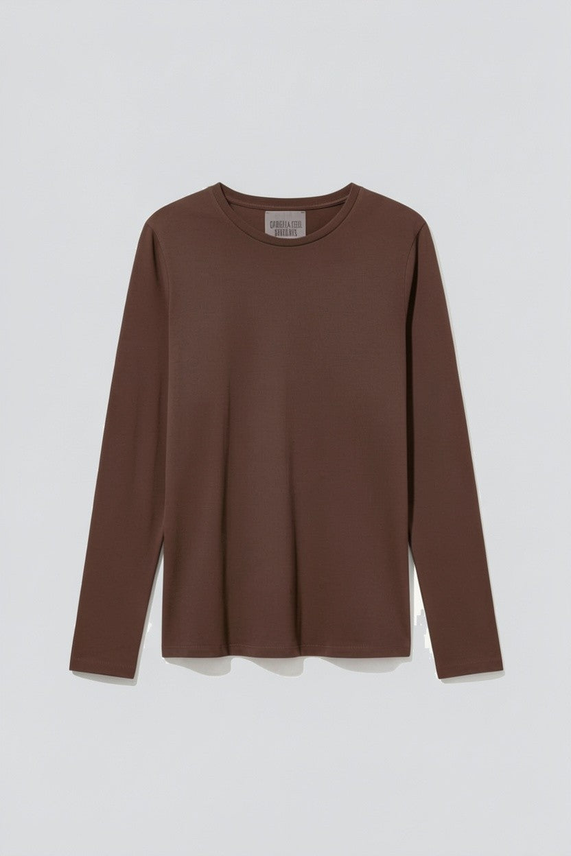 No.87 Brown Organic Cotton Long Sleeve T-Shirt - Gabriela Coll