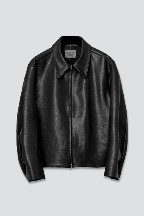 No.285 Black Leather Pocket Jacket - Gabriela Coll Garments